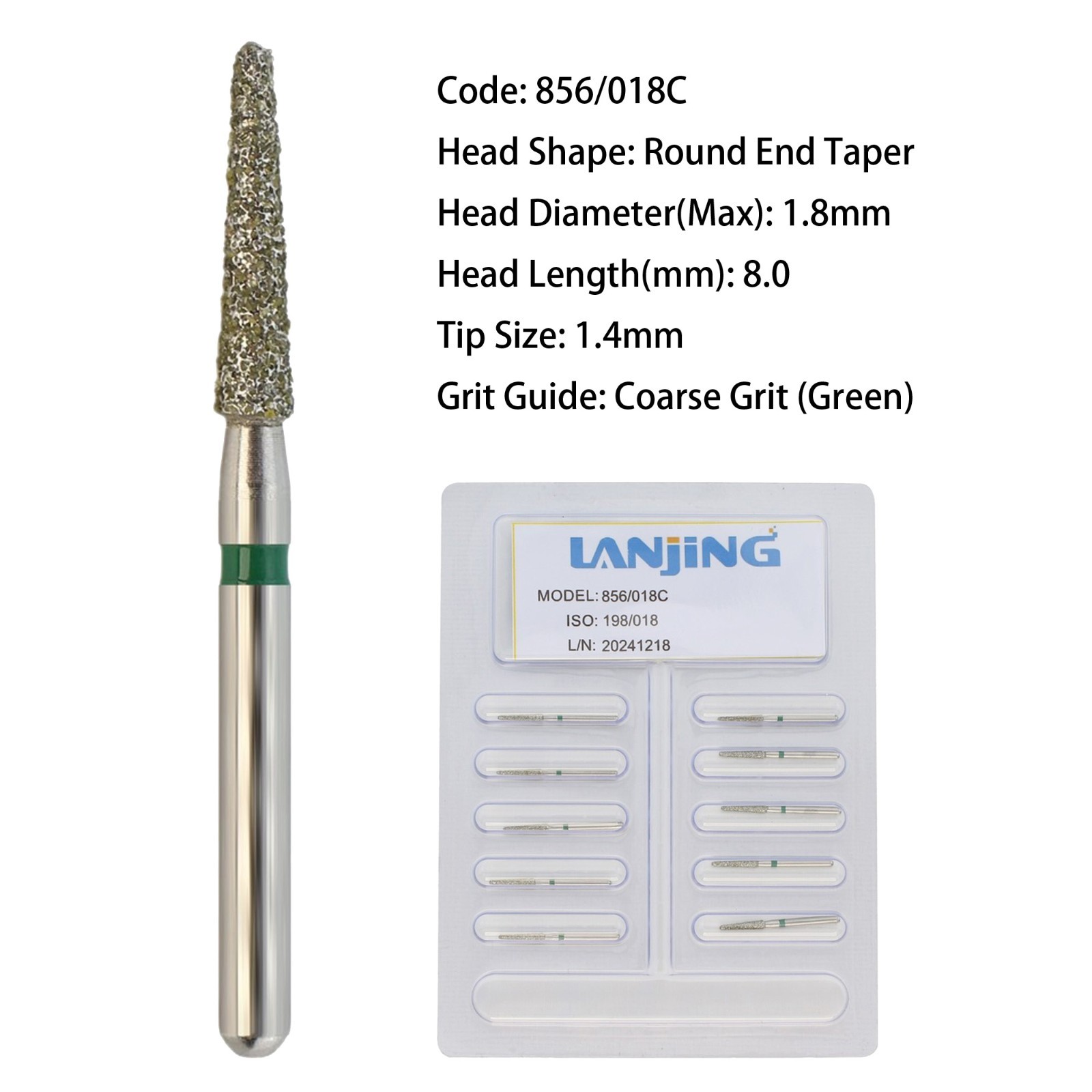 Dental Diamond Burs FG Round End Taper Cylinder High Speed 850 856 Friction Grip