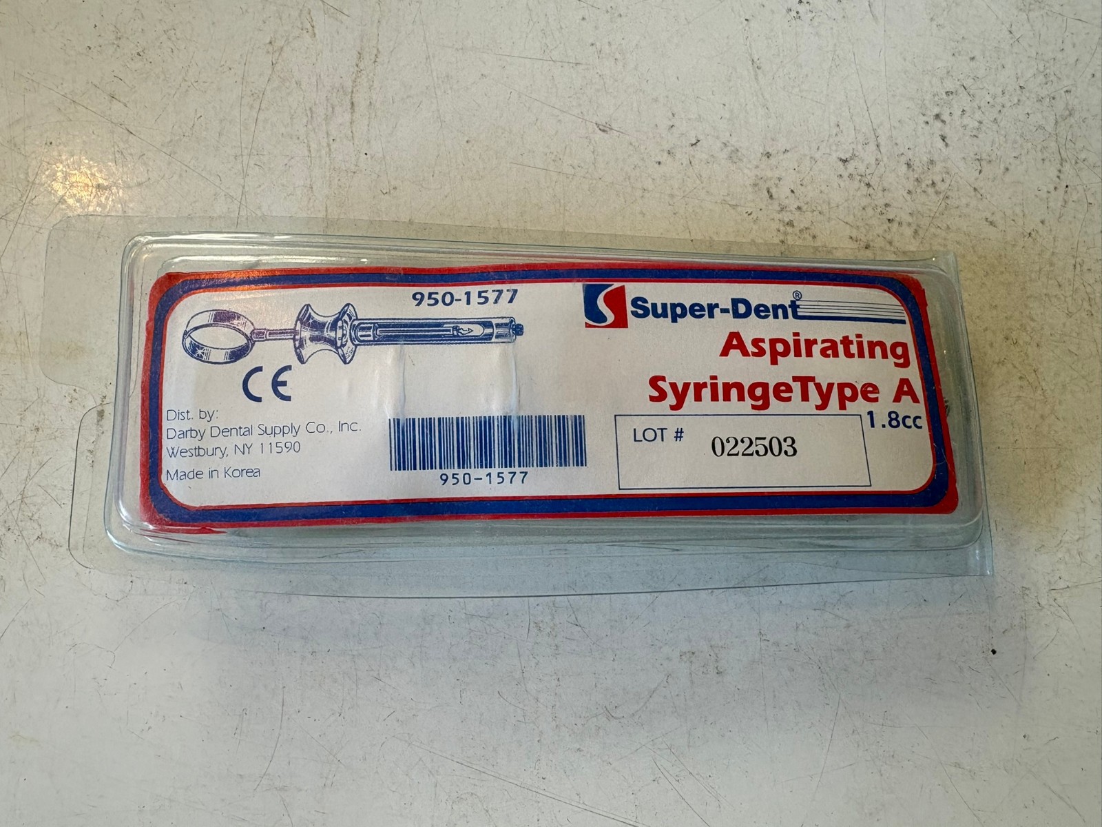 Dental Aspirating Syringe Type A 1.8cc 1.8ml Super-Dent