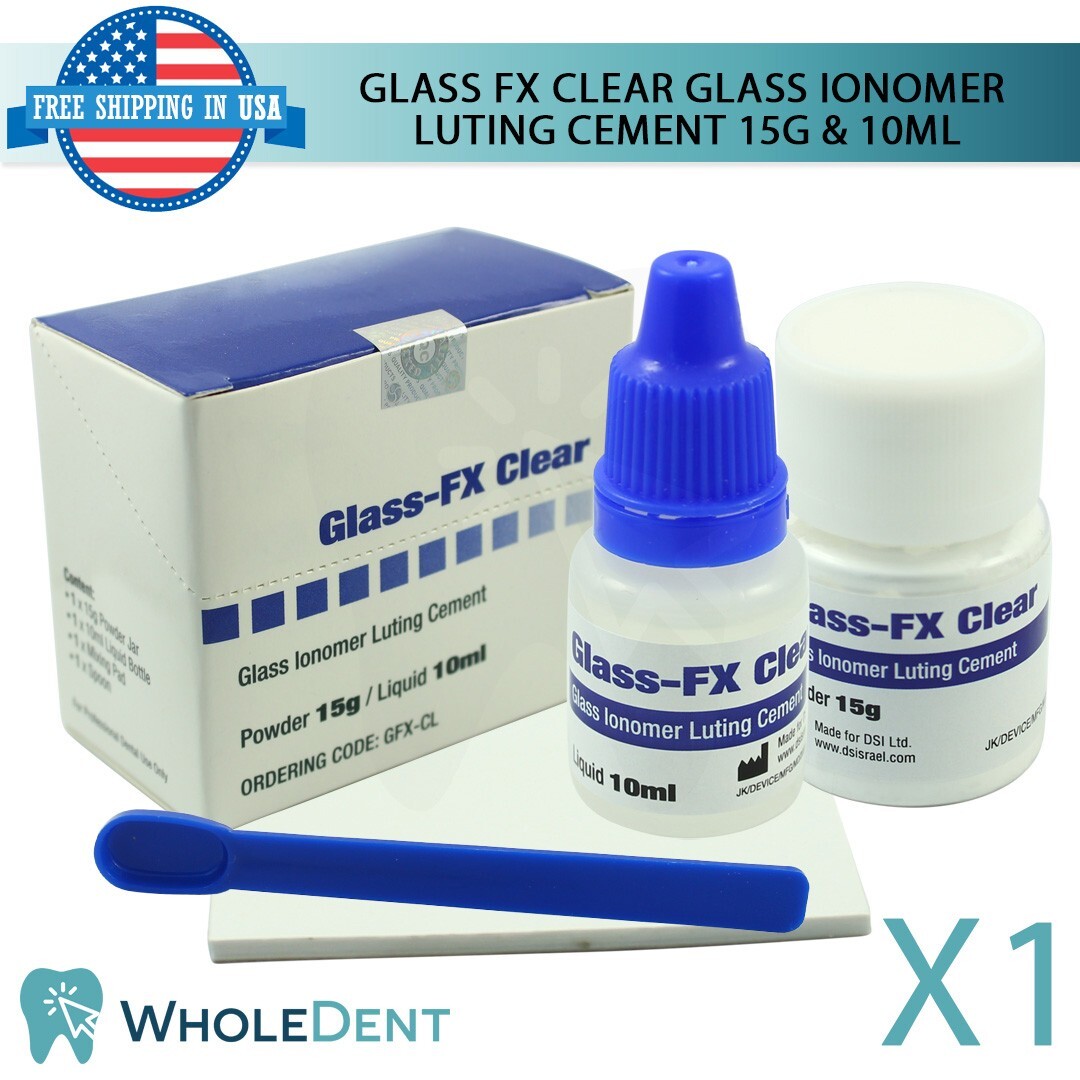Glass FX Clear Permanent Luting Cement 15g 10ml Dental Restoration Base Liner