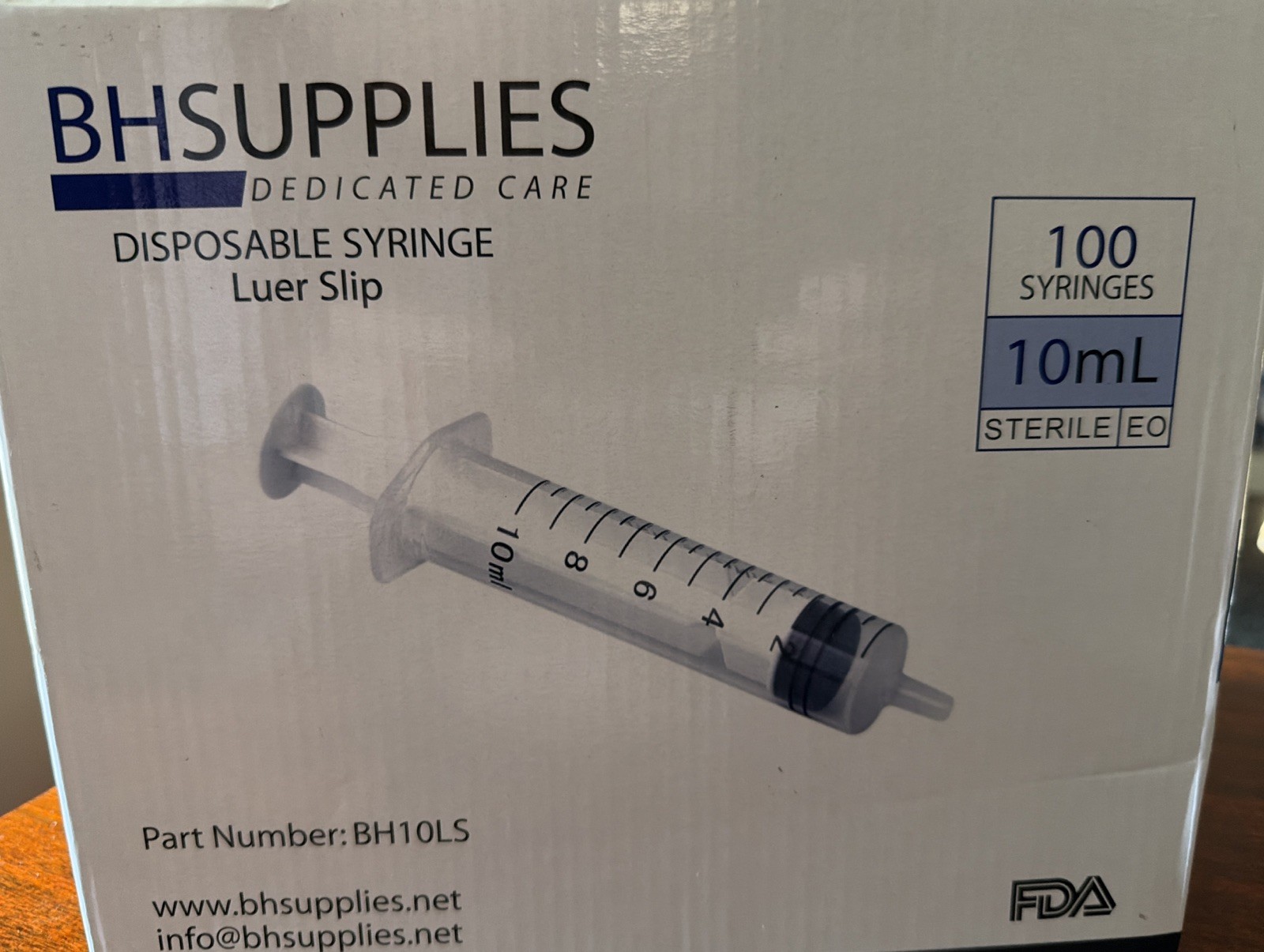 100x Disposable 10mL Syringe Luer Slip Tip Liquid Medical Clear Plastic Sterile