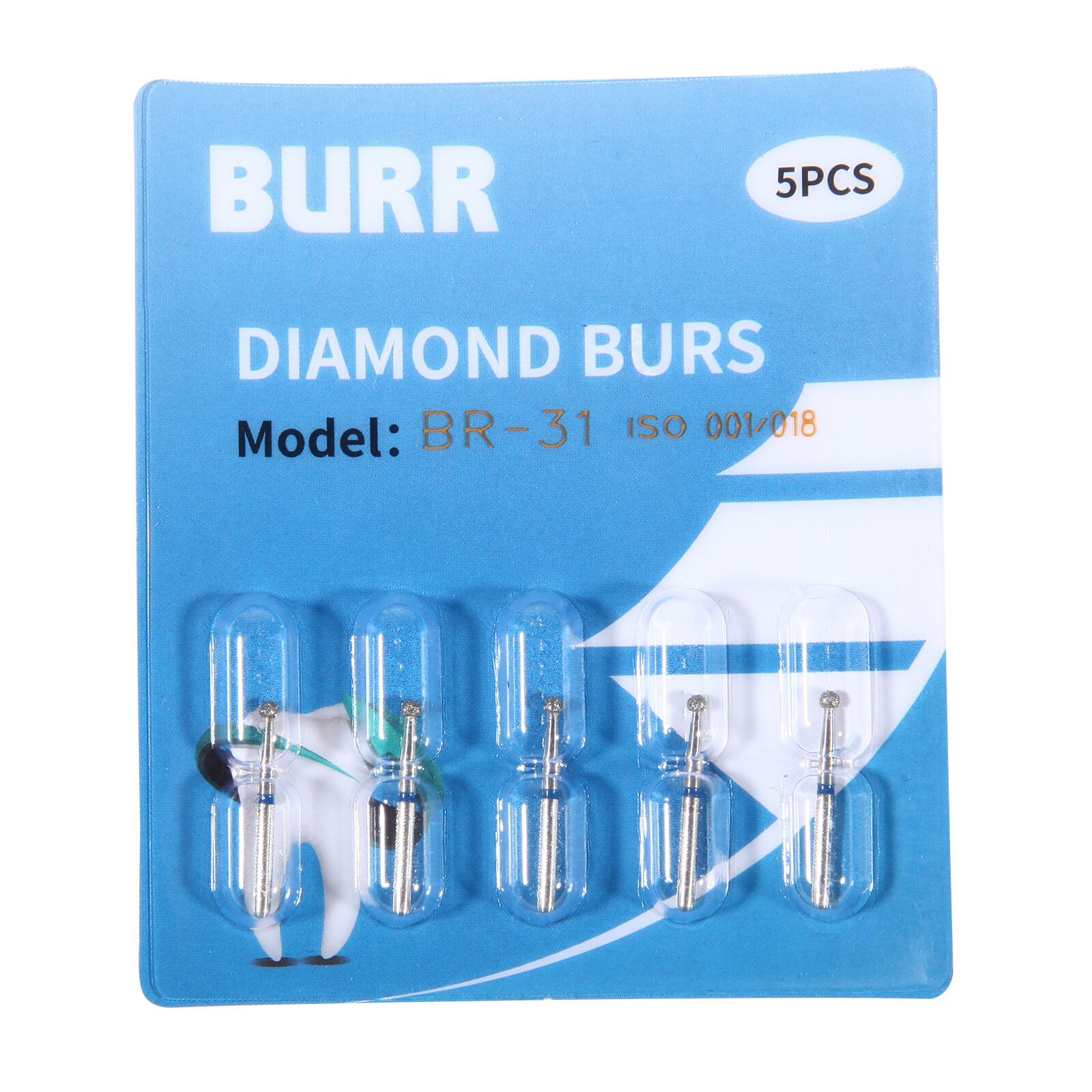 50pcs Fresas dentales de diamante redondas para pieza de mano de alta velocida