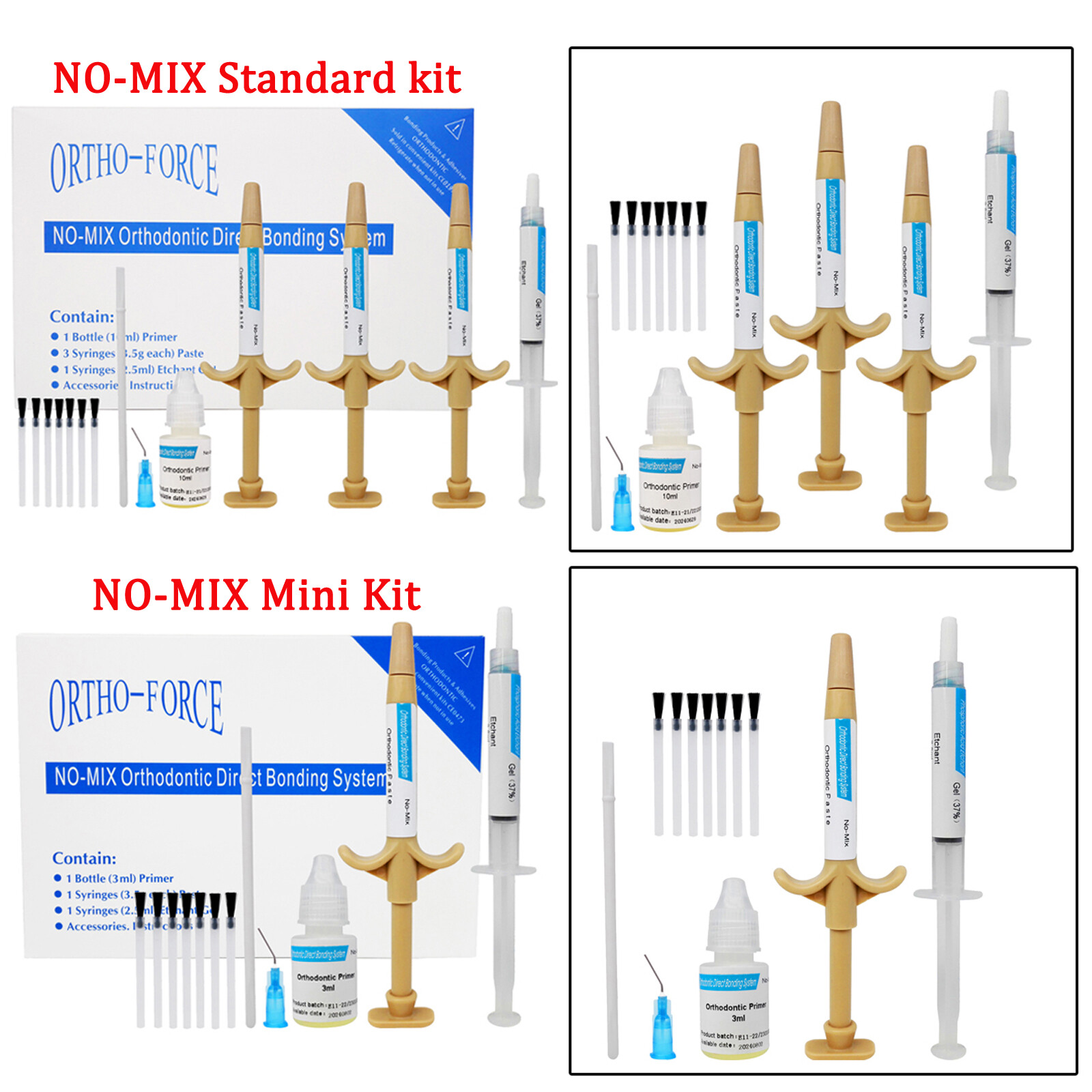 Dental Orthodontic NO-MIX Self-Cure Brackets Braces Bonding Resin Adhesive Kit