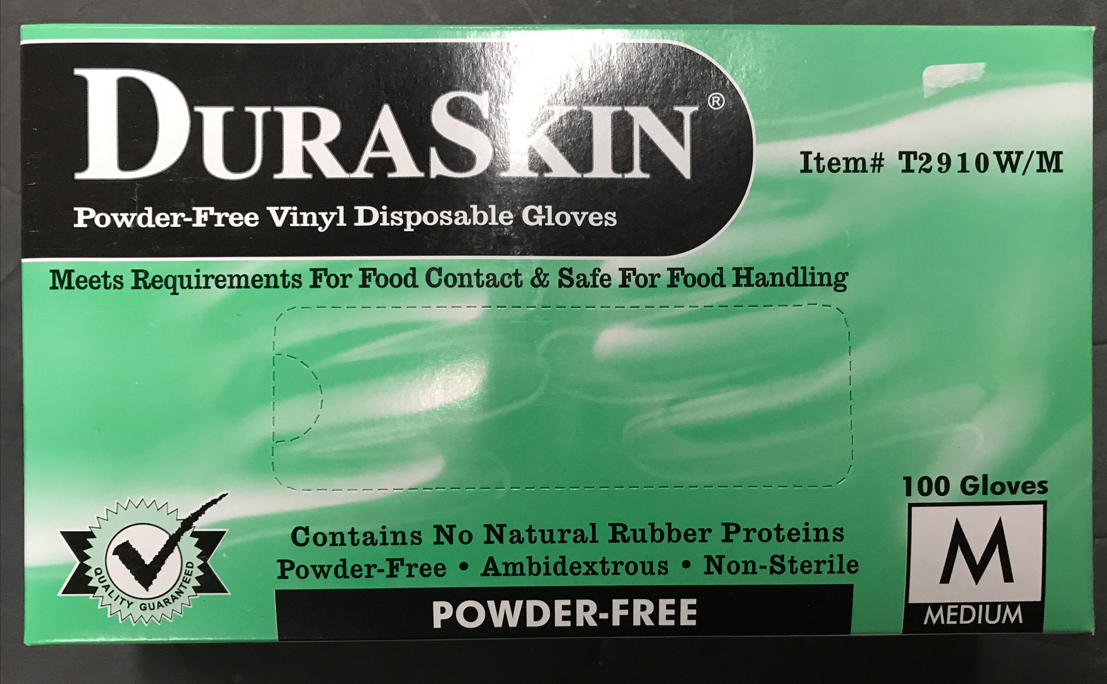 Powder-Free Vinyl Disposable Gloves -100 Count – Medium – DuraSkin
