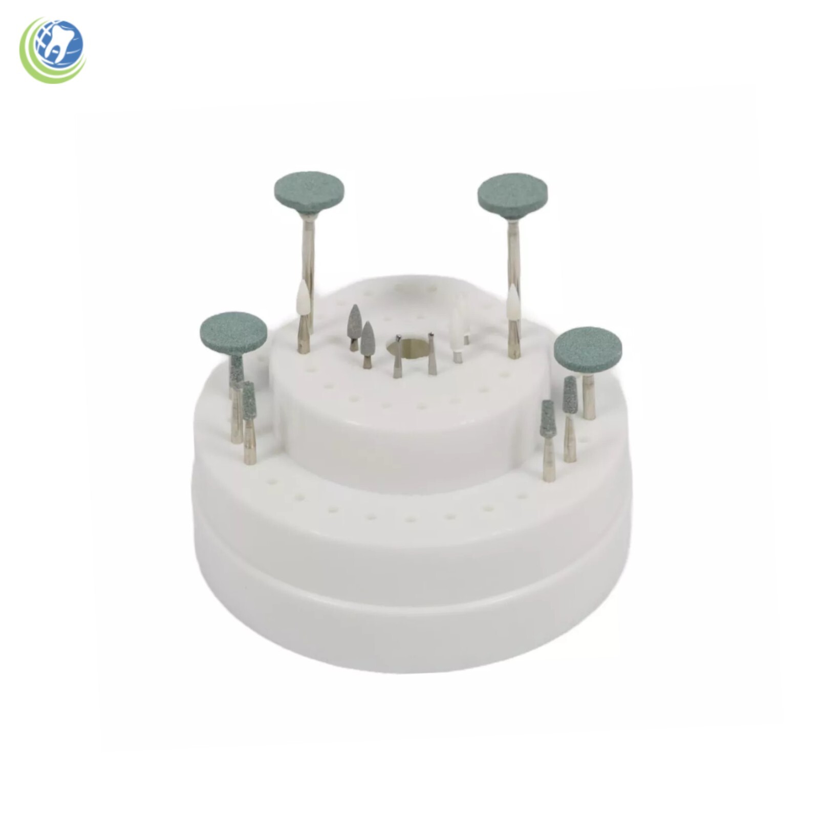 圆形牙科 Bur 块支架带盖 – 塑料可容纳 60 个毛刺 HP RA FG-