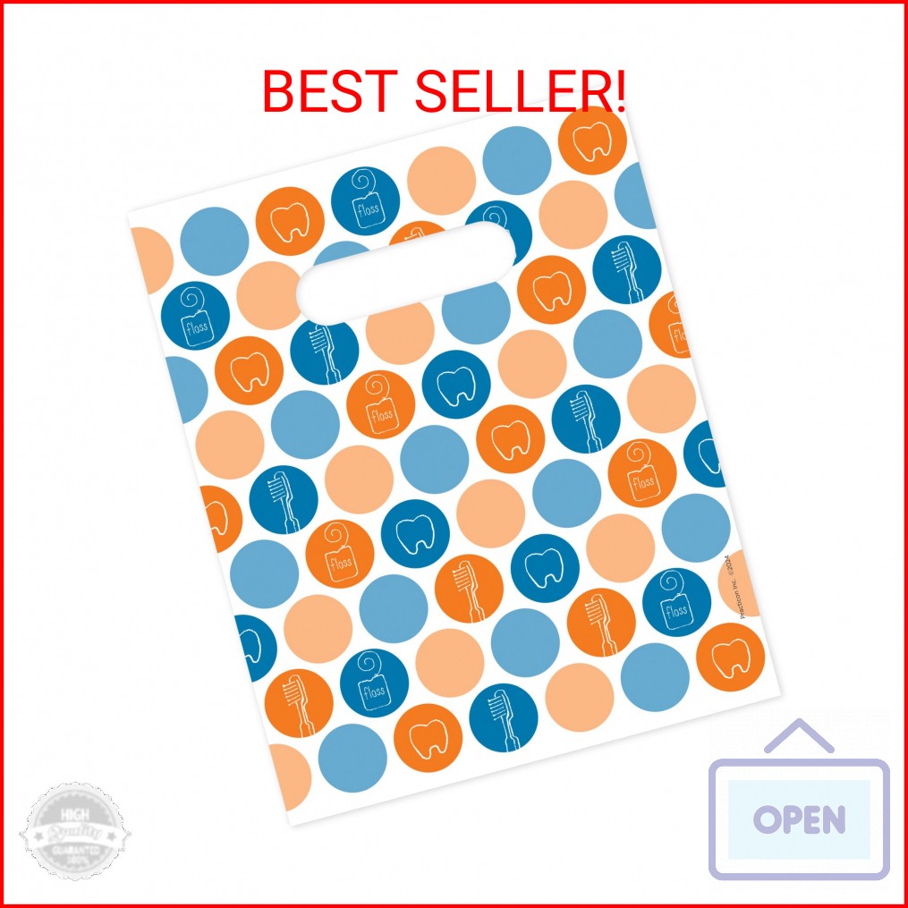 Dental Dots Dental Giveaway Bags, 8″ x 10″, 100 Pack