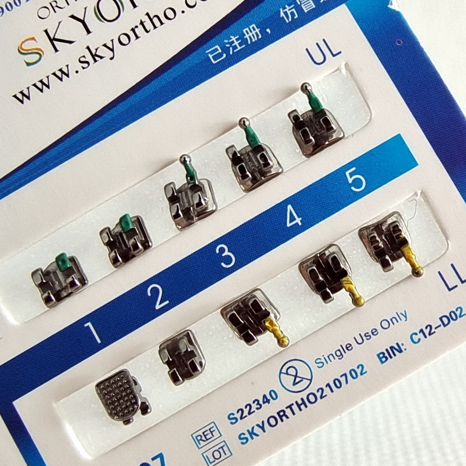 5Packs Dental Orthodontic Brackets Braces Mini MBT Slot.022 Hooks 345 Metal MIM