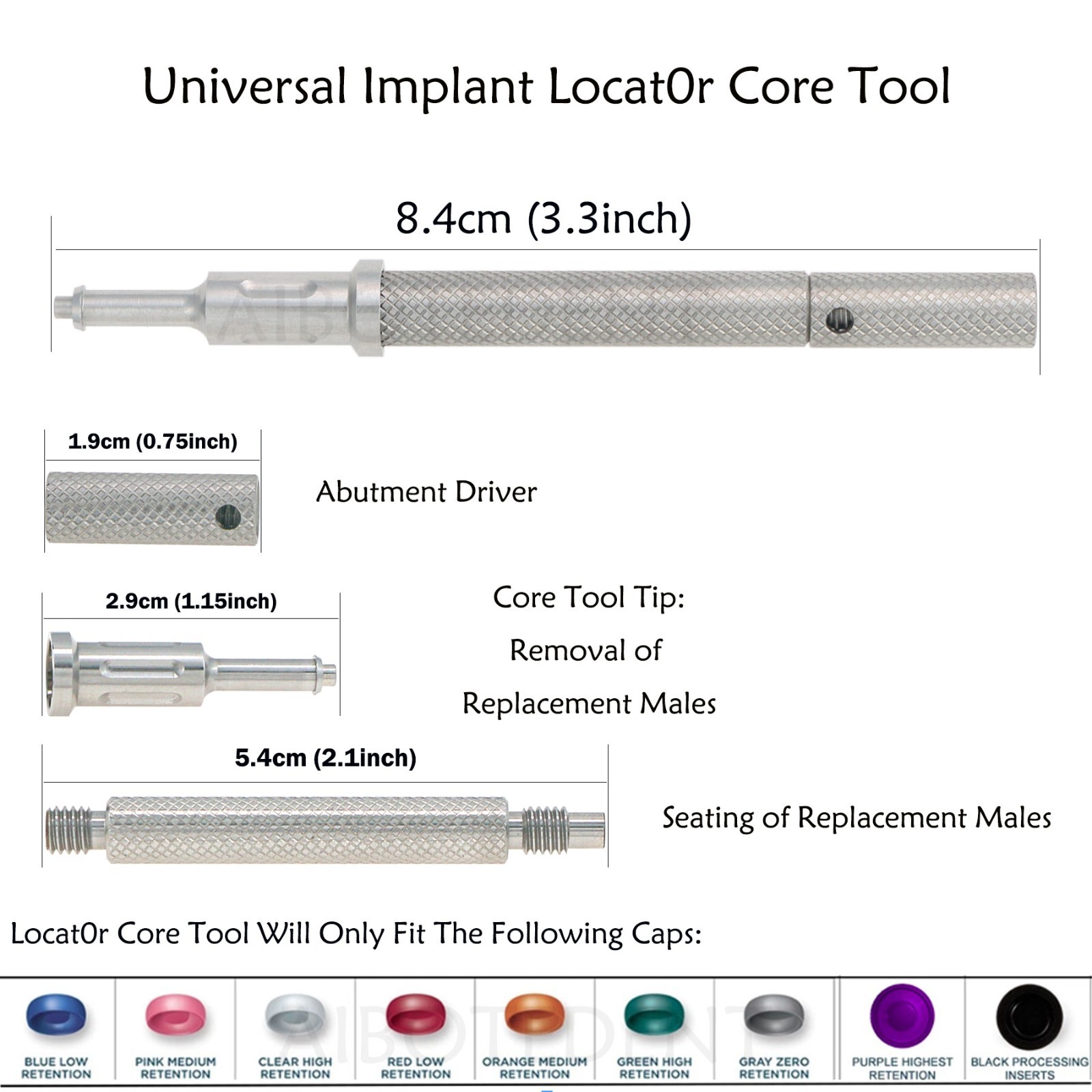 US Universal Dental Retention Cap Implant Insertion Locator Extraction Core Tool