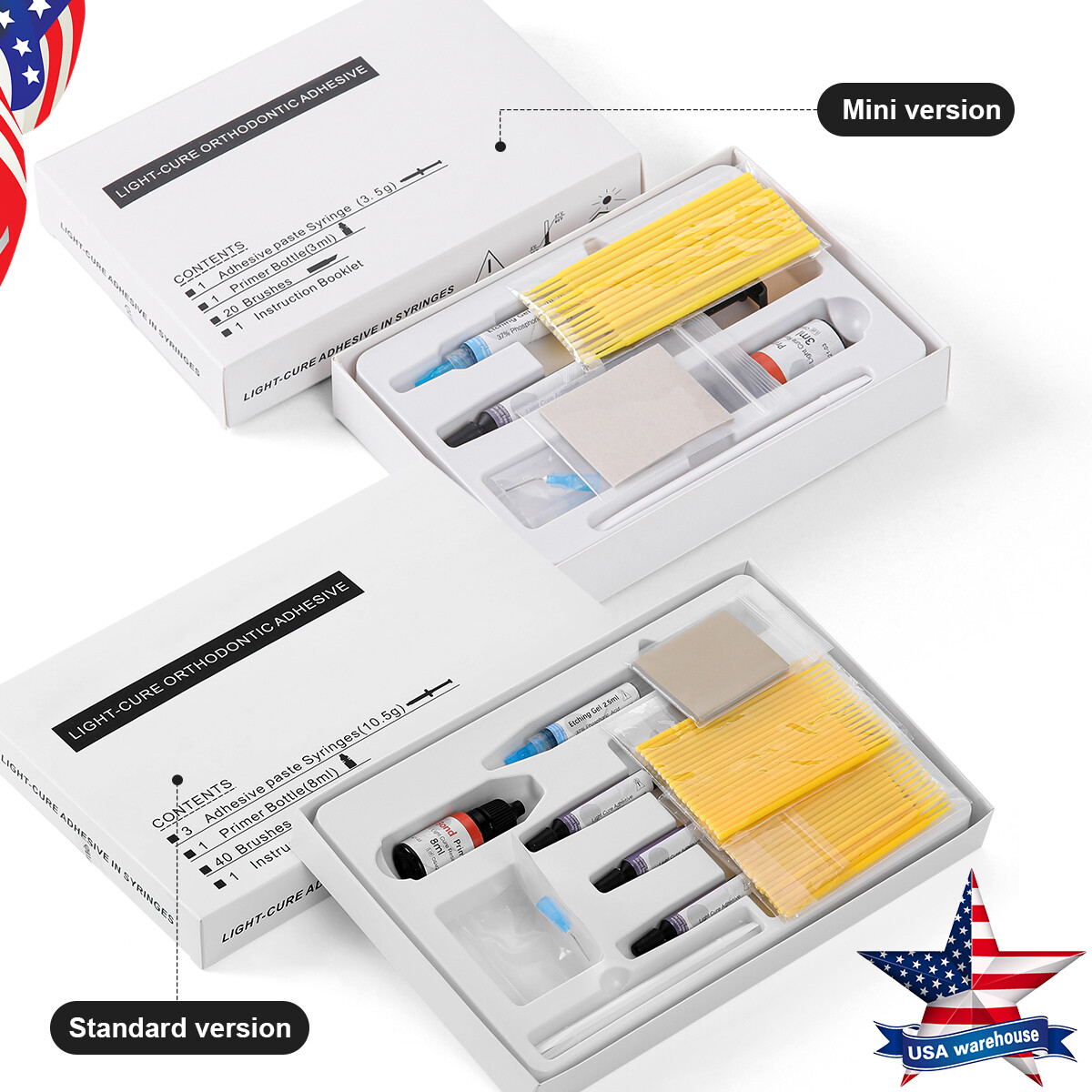 Kit Dental Orthodontic Light Cure Resin Adhesive Bond US