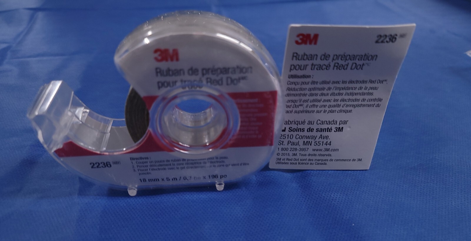 3M Red Dot Trace Prep 2236 Abrasive Tape Roll with Dispenser 18mm x 5m Lot Of 10
