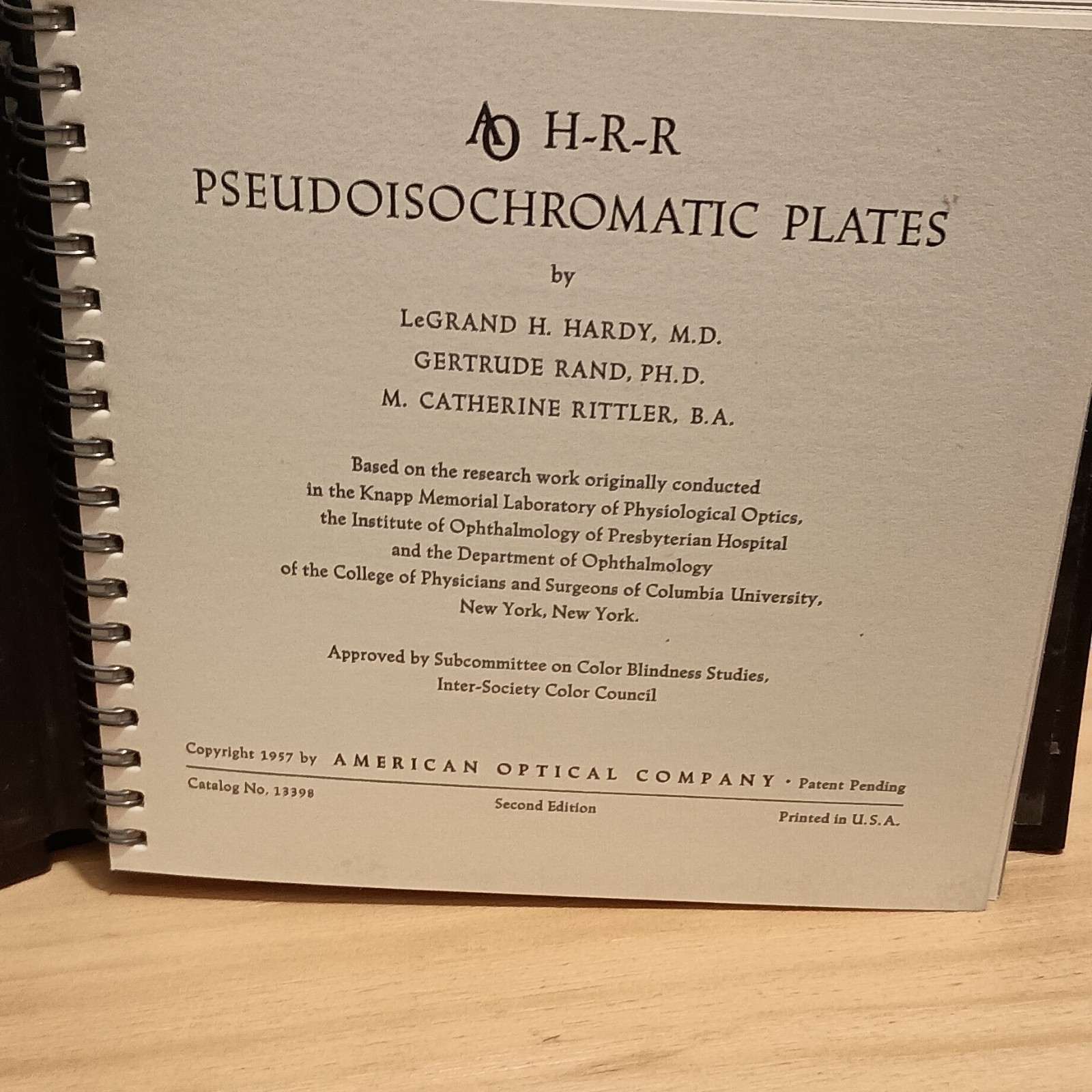 American Optical HRR Pseudoisochromatic Plates 1957 2nd Ed Color Blindness Test