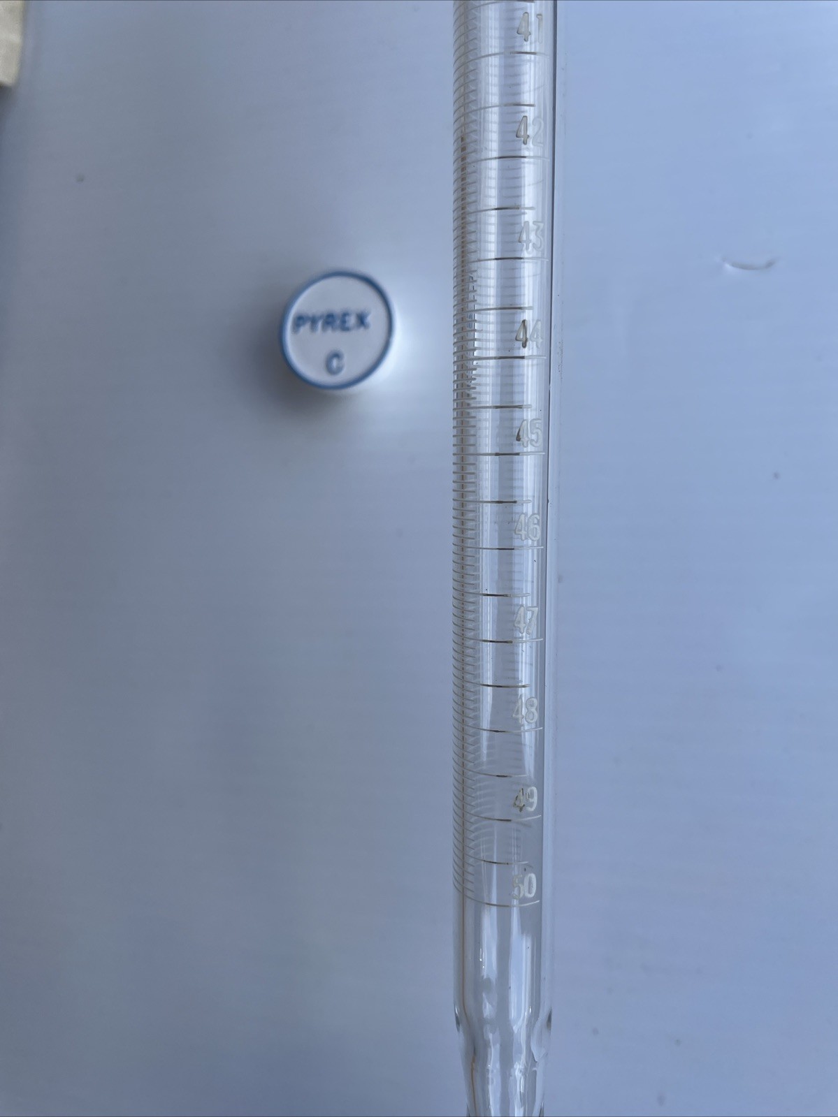 Burette 50ml Borosilicate Glass Pyrex Corning Lab Liquid Dispensing Tube Vintage