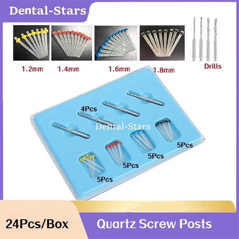Dental Fiber Post Quartz Screw Posts Teeth Restorative Root Canal Pins 1.2-1.8mm