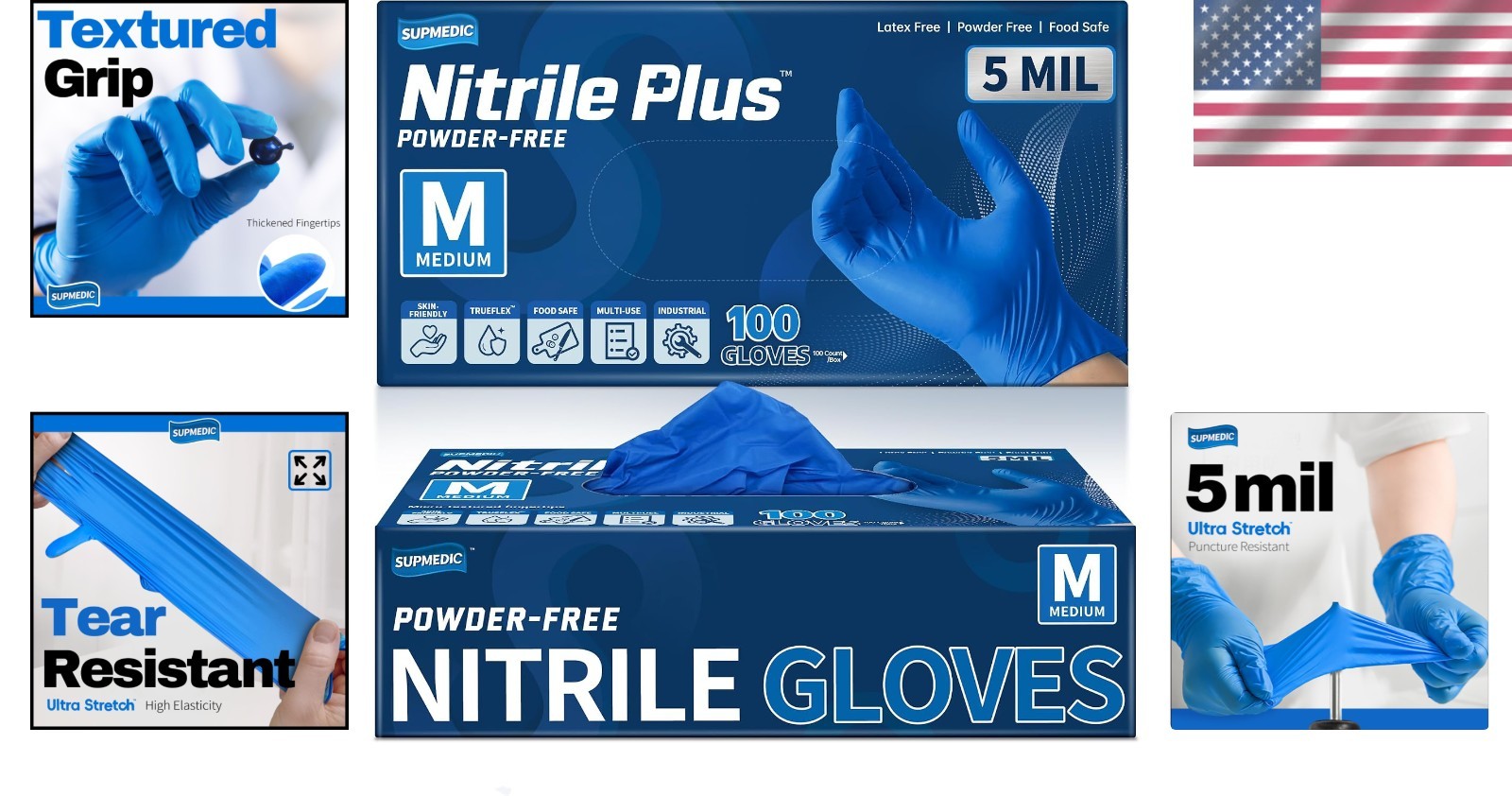 Versatile 5Mil Disposable Nitrile Gloves – Latex-Free, Perfect for Kitchen & Lab
