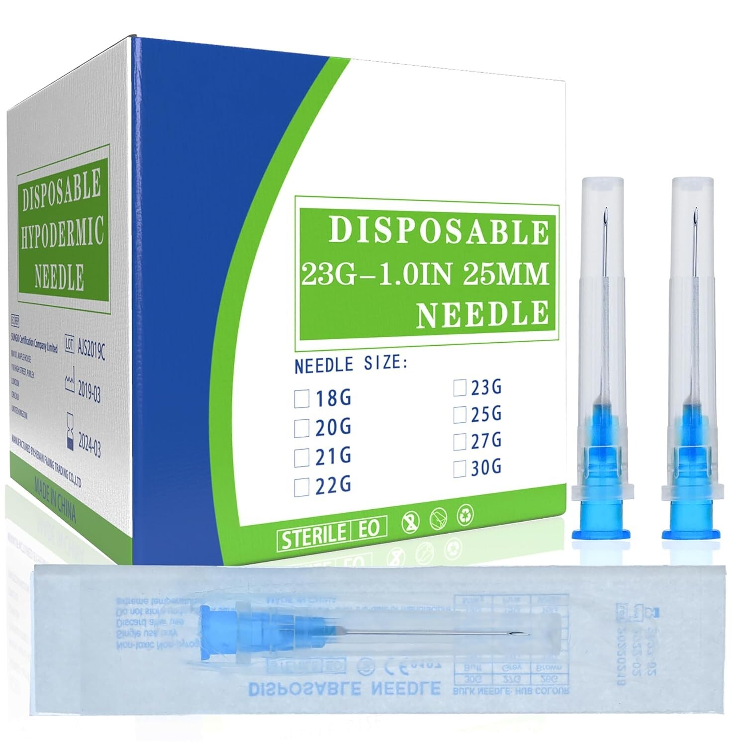 100 Pack 23G 1 Inch Lab Needls, Disposable Luer Lock 23G-1”, 100