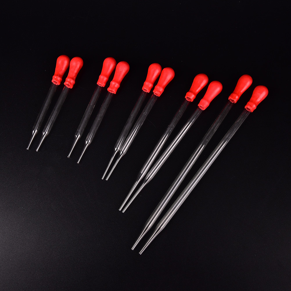 5X Glass Pipette Pipet Medicine Laboratory Dropper Red Rubber Head Lab Supply