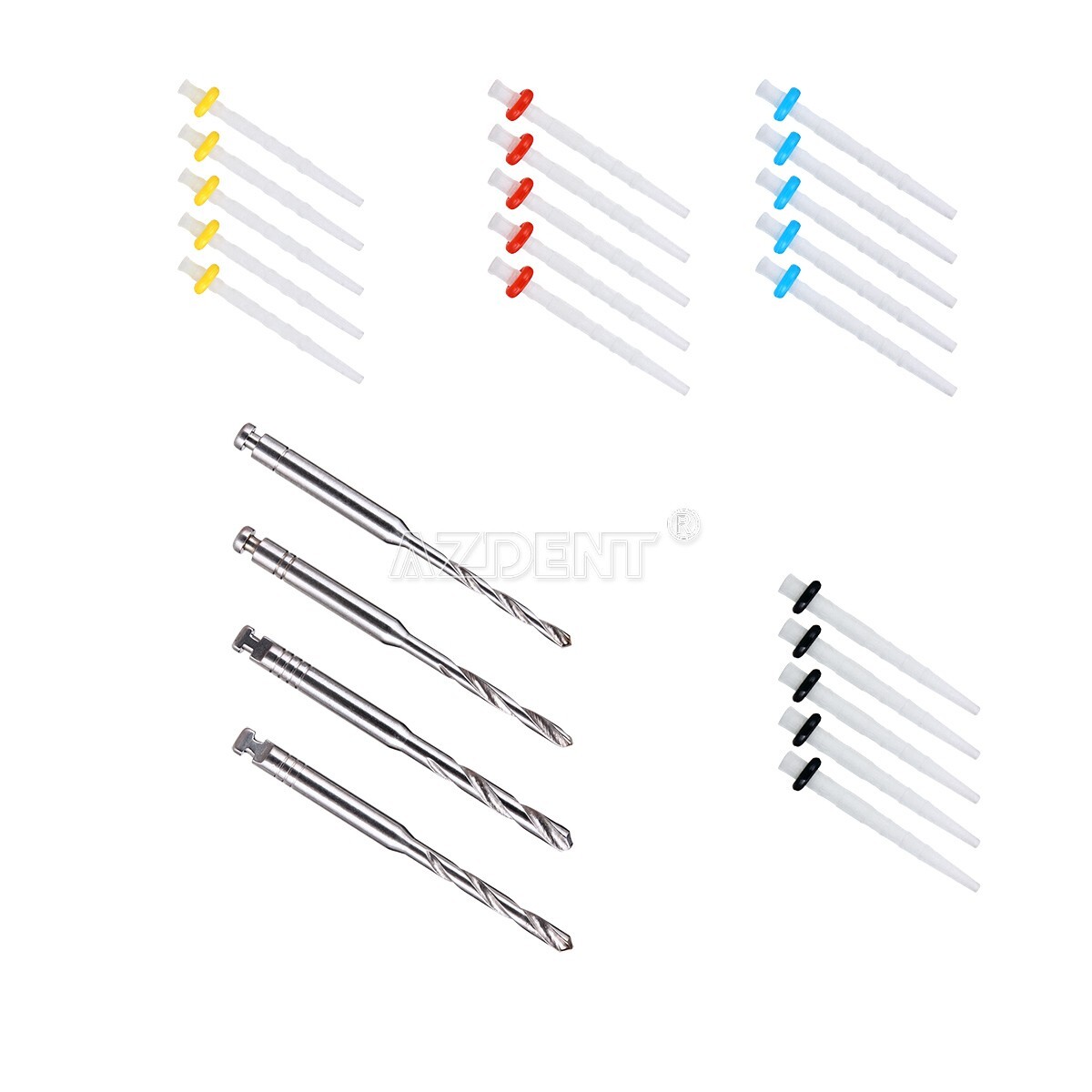 20PCS Dental Endo Fiber Post Glass Resin Post Screw Thread Glass +4pc Drills FDA