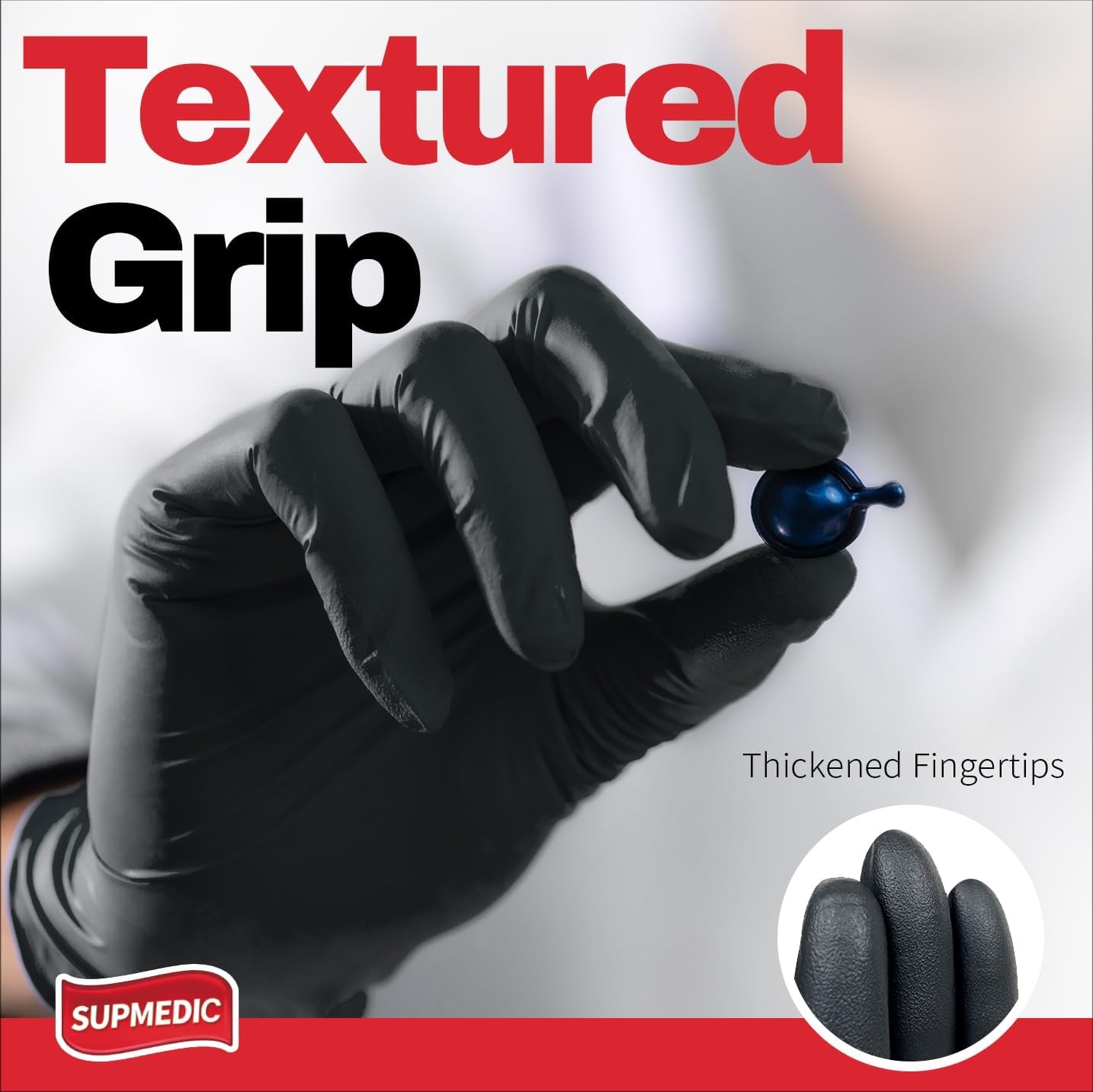 Supmedic Nitrile+ Disposable Exam Gloves, 5Mil Chemical Resistant Powder-Free Fo