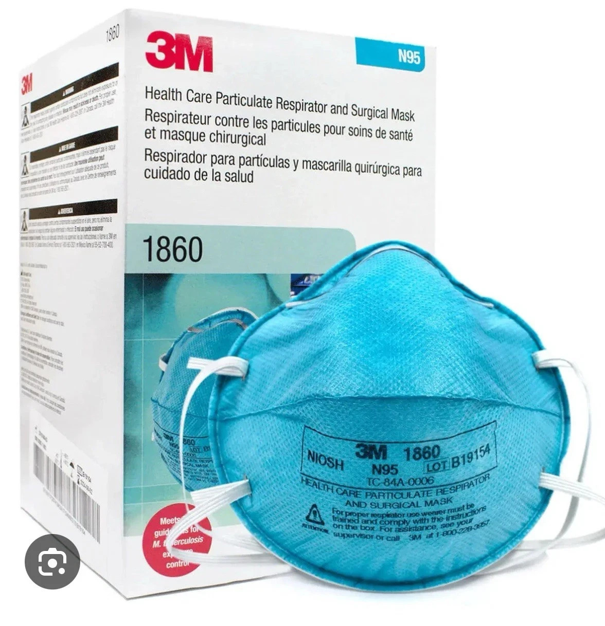 3M 1860 N95 Adult Face Mask Particulate Respirator – QTY 120