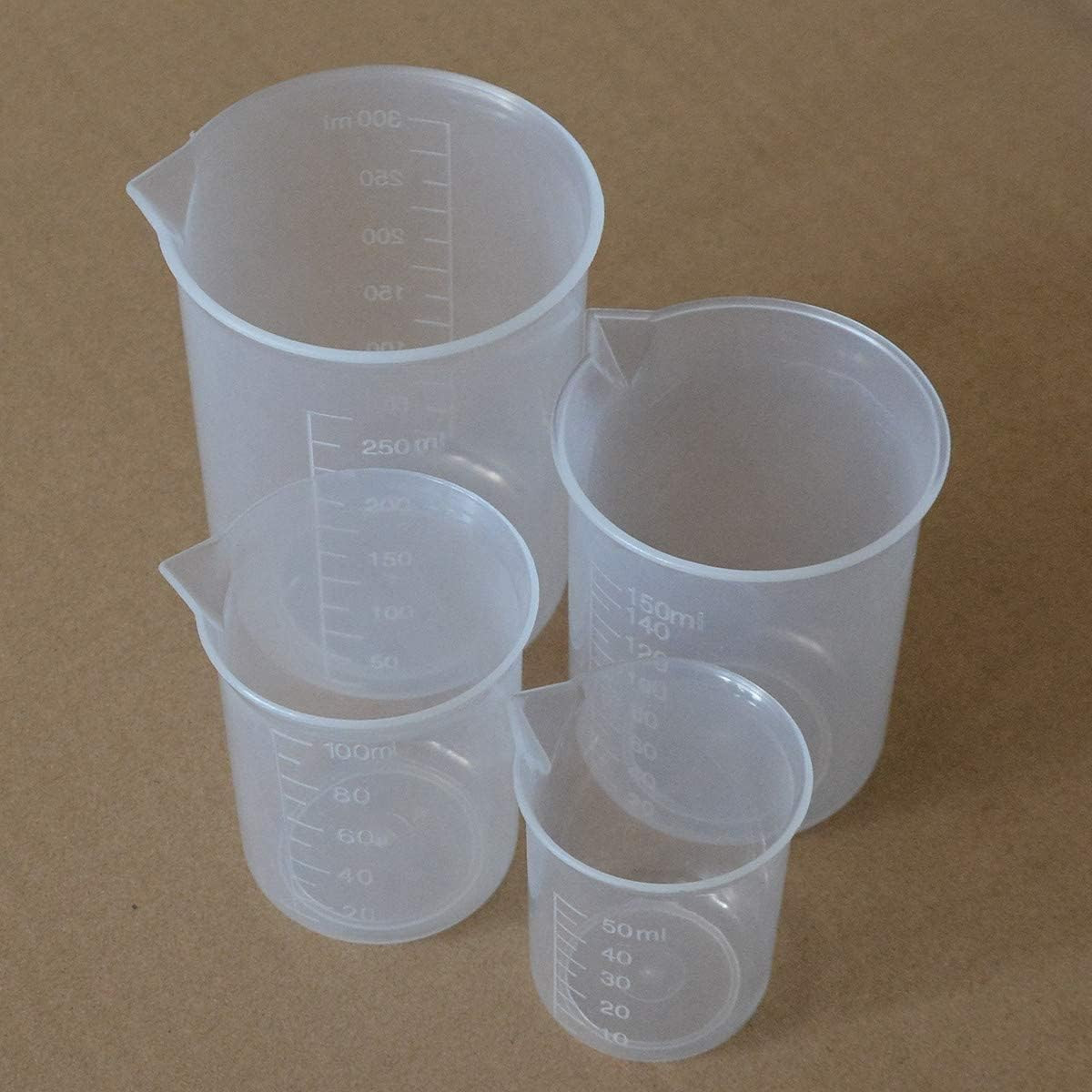 Plastic Graduated Beakers Transparent Lab Measuring Cup 50ml / 100ml /150ml /250