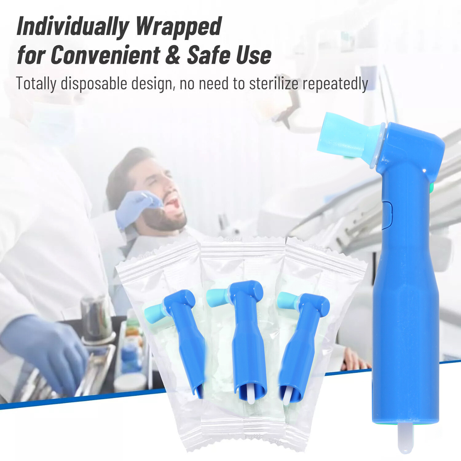 100pc Dental Disposable Prophy Angles 105° Cup Latex Free Blue