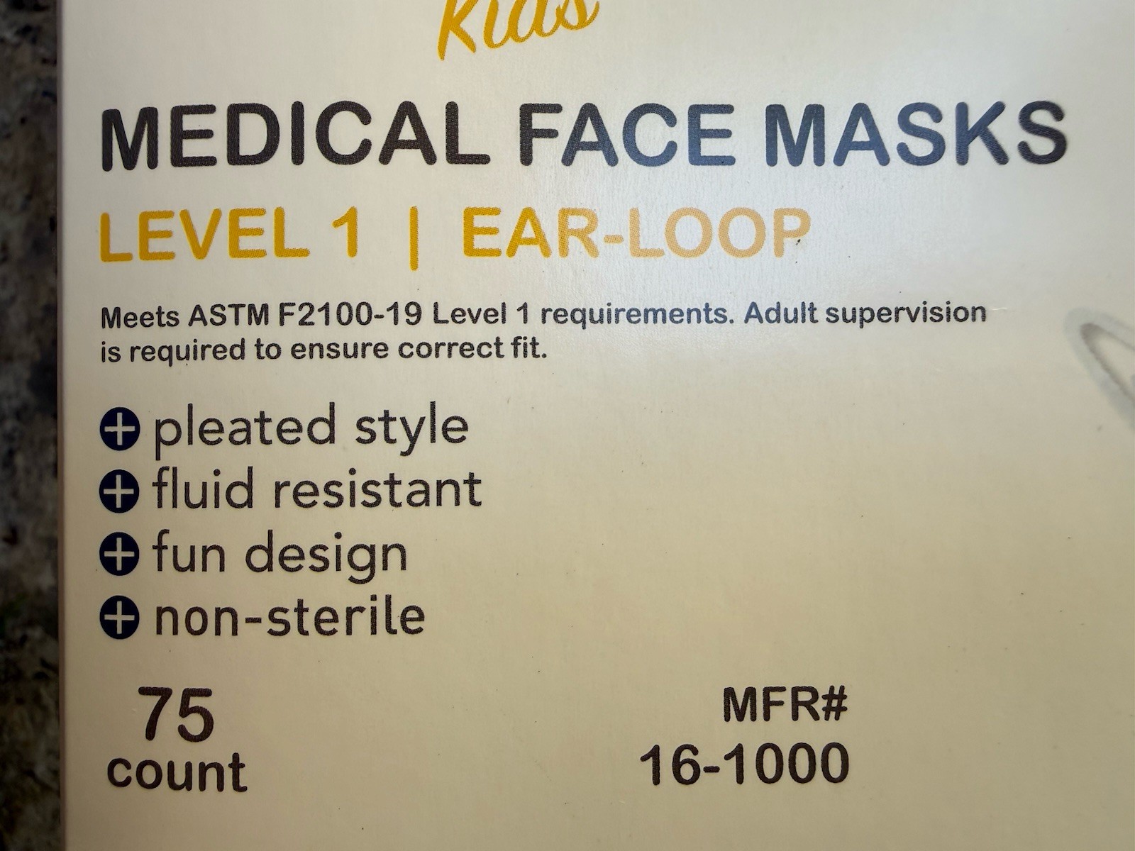 6 Boxes – McKesson Pediatric Face Mask Kid Child Size Pleated 75 Per Box 16-1000