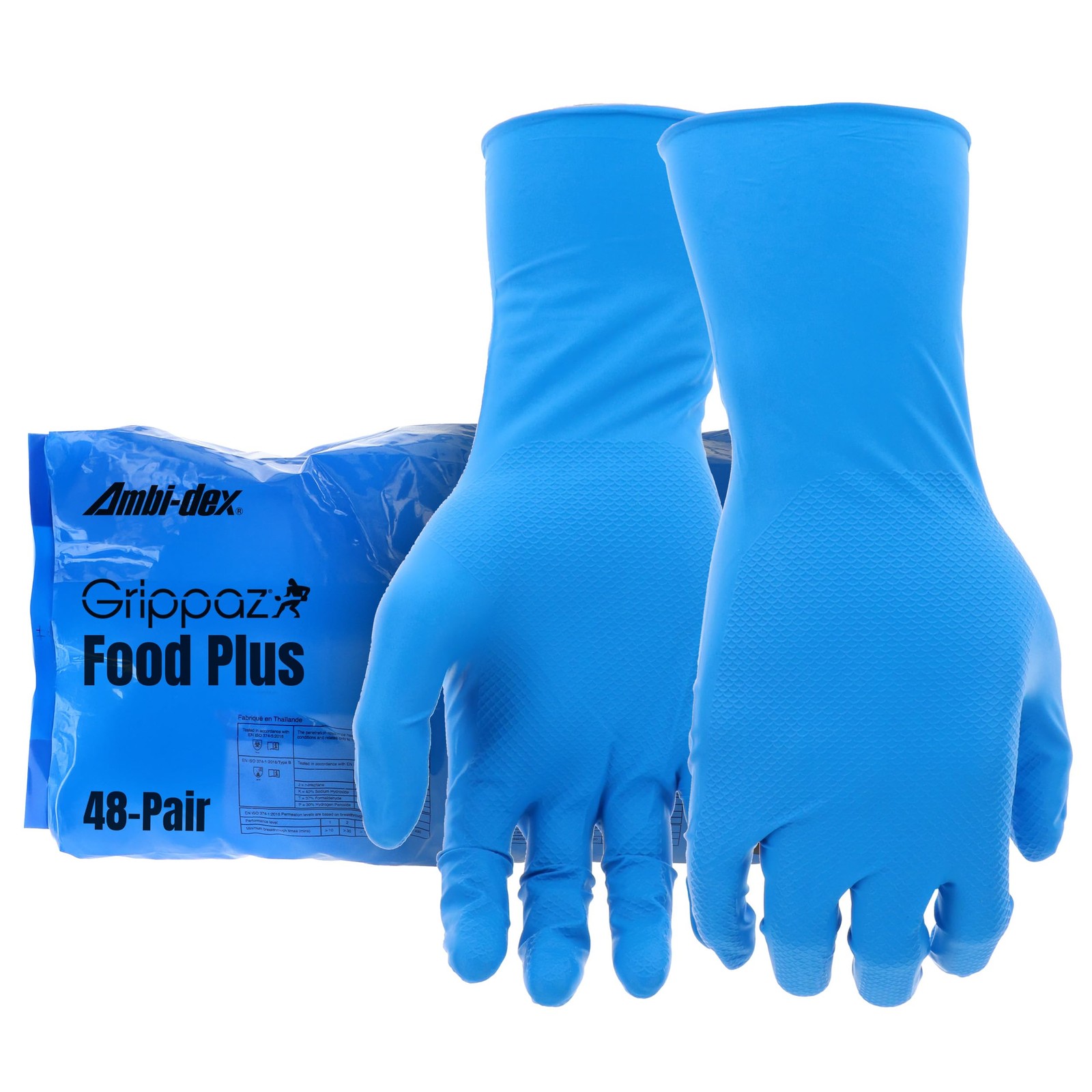 Grippaz Food Plus 8 Mil Nitrile 12″ Disposable Gloves 48-Pack, Fish Scale Gri…