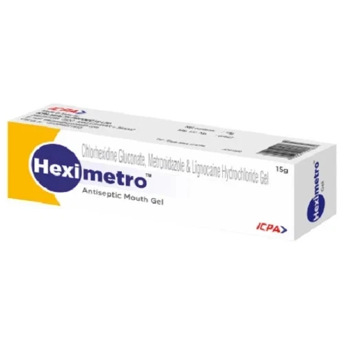 Dental HexiMetro Antiseptic Triple Action Mouth Gel 15gm Tube for Ulcers
