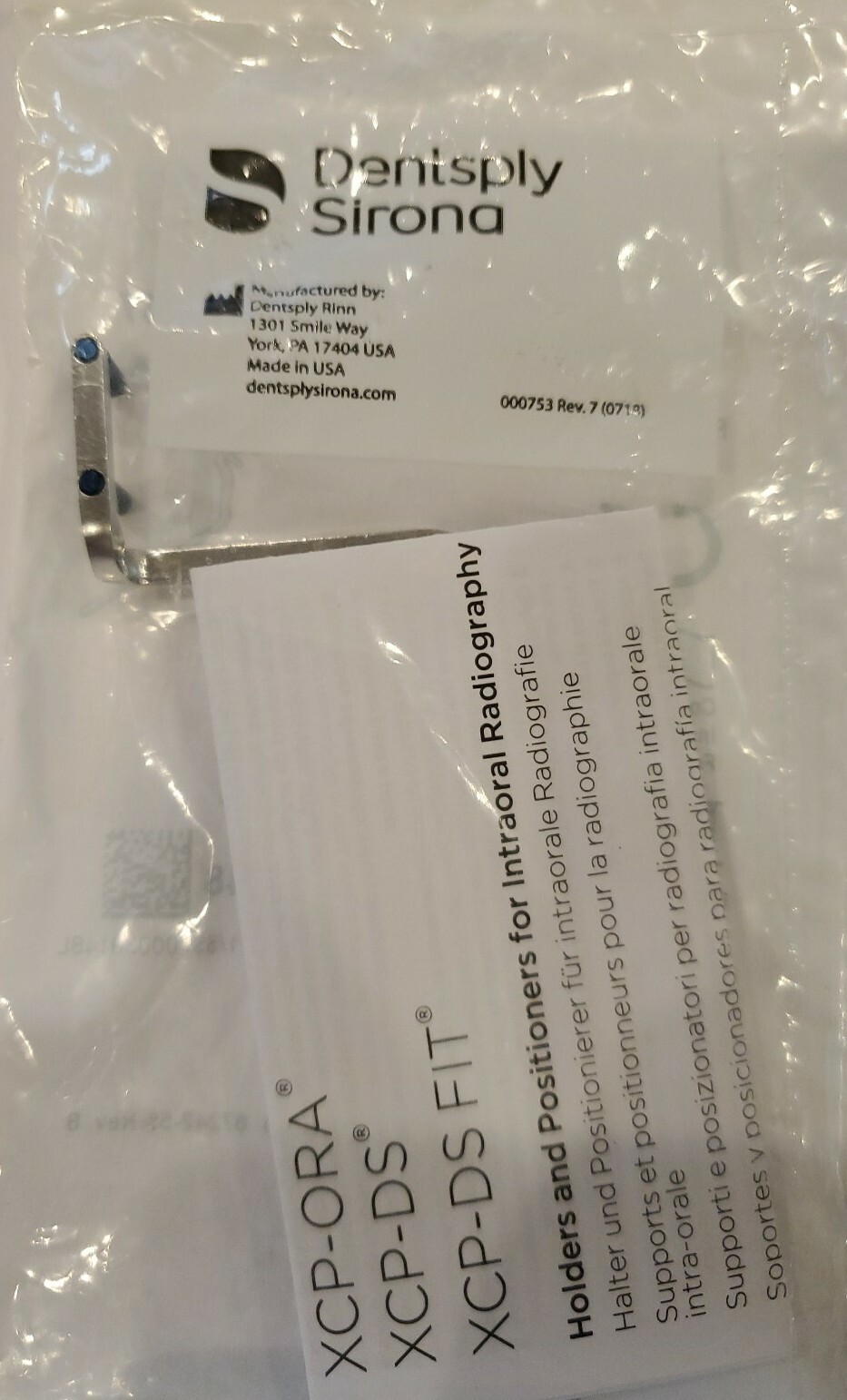 Dentsply XCP-DS Fit XCP-BAI Sensor Holder Dental XRAY Anterior Arm Blue Prong