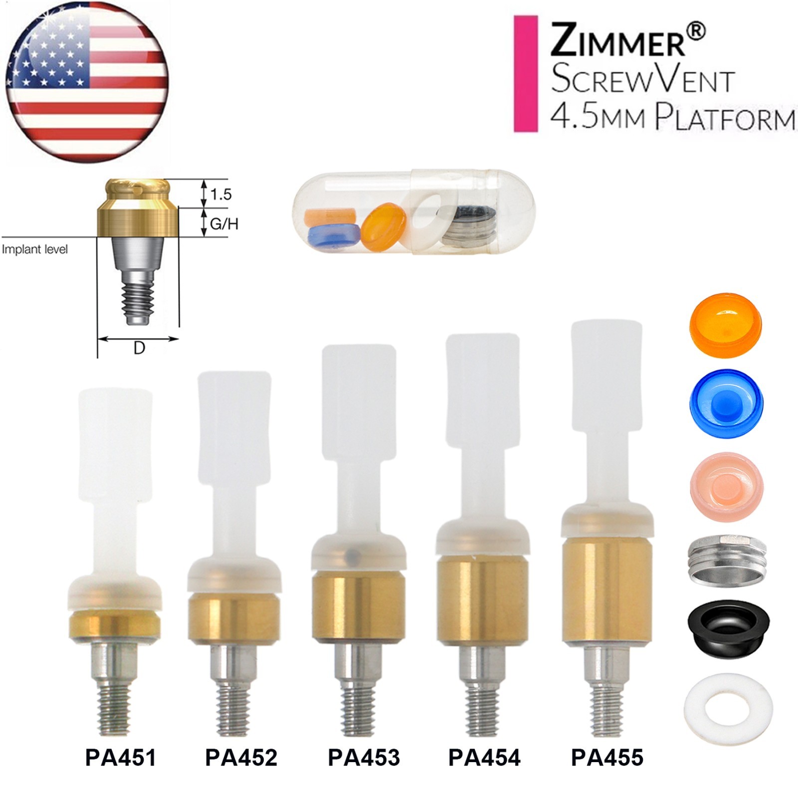 US Overdenture Locator Abutments For ZIMMER Screw-Vent 3.5/4.5mm BEGO MIS Adin