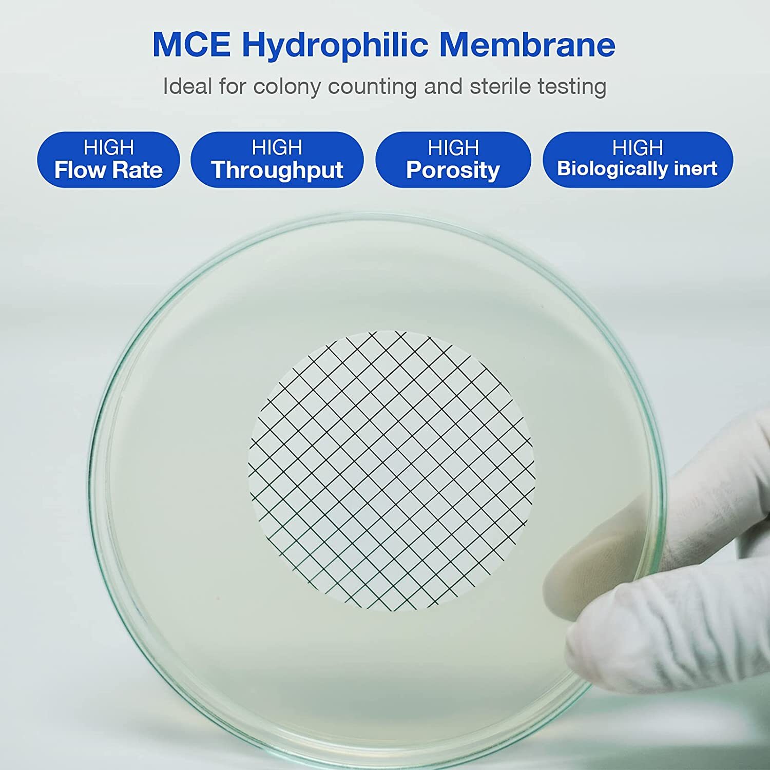 0.45µm/47mm MCE Membrane Filter Gridded Sterile,Hydrophilic,Lab Filters