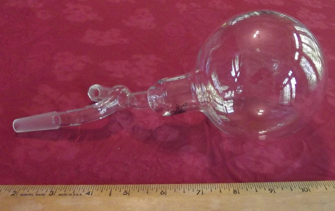Pyrex glass round bottom boiling Flask 500 ml adapters threaded & 14/35 S/T