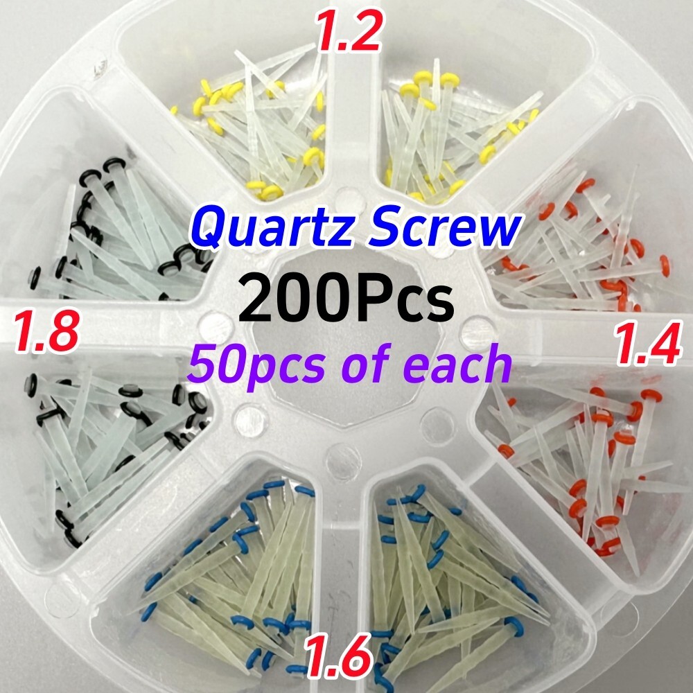 200 Pcs Dental Fiber Post Quartz Screw Teeth Restorative 1.2 1.4 1.6 1.8mm Mixed