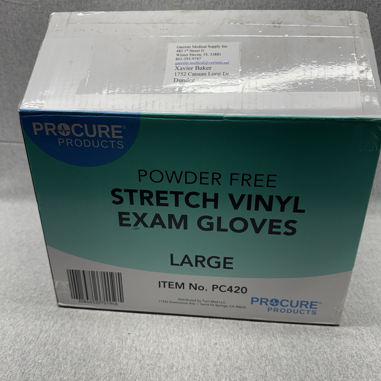 PROCURE Powder Free Vinyl Exam Gloves 700 Ct. Total (7 Boxes ~ 100 Pcs) Large