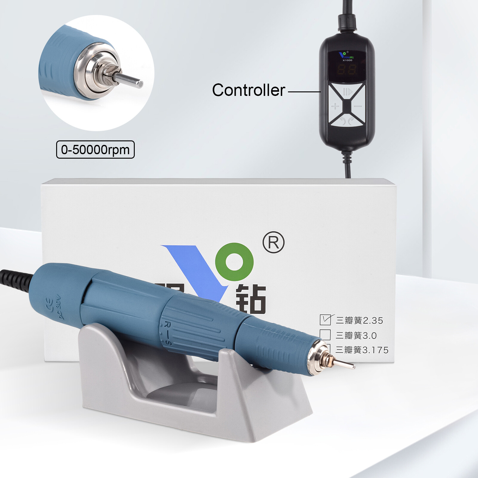 Dental M45 Stong Drill Electric Micromotor Polishing Unit with 50K RPM Handpiece