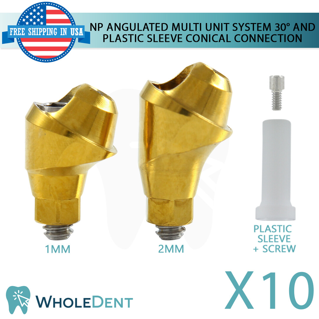 10x NP Conical Hex Angulated 30° Multi Unit Plastic Sleeve Set Dental Implant