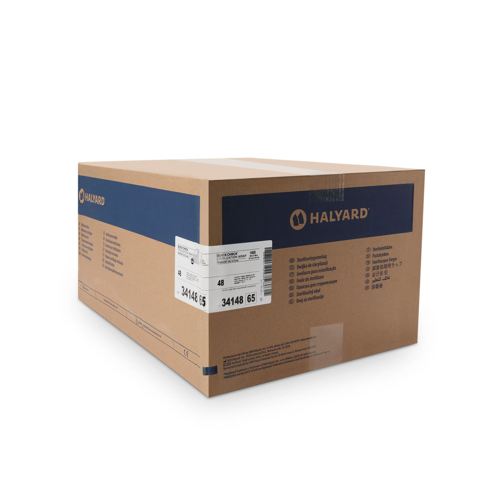 QUICK CHECK* H500 Sterilization Wrap Dual Layer White Blue 48 X 48 Inch 48 Ct