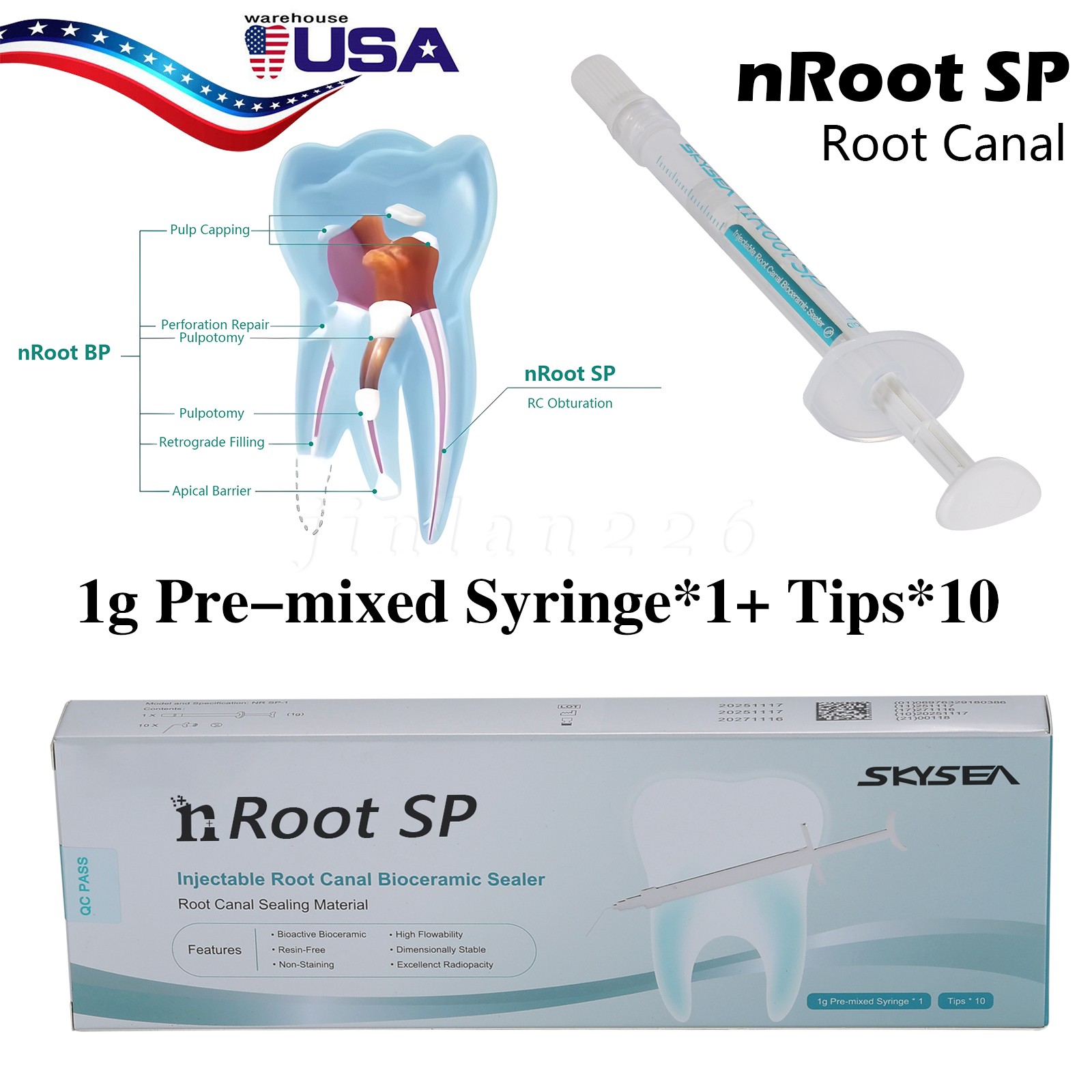 Bioceramic for Root & Pulp Treatment 1g tube II Free Ship