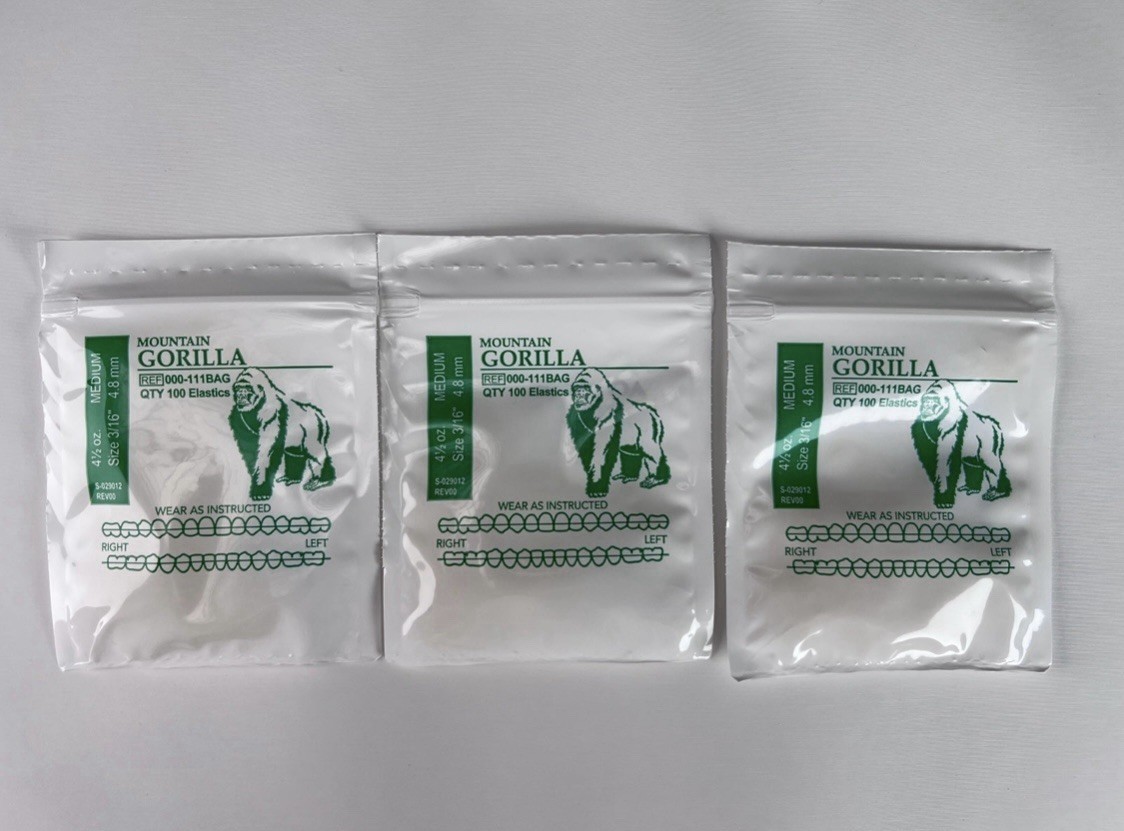 3 Mountain Gorilla American Orthodontics Dental Elastics Rubber Bands