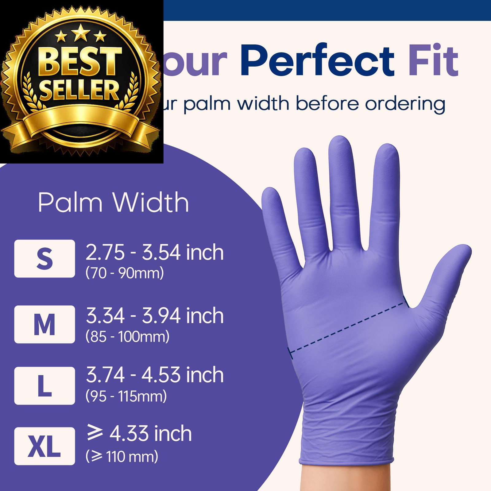 Supmedic Nitrile Exam Gloves, 3.5 Mil Medium, Medium (Blue Violet)