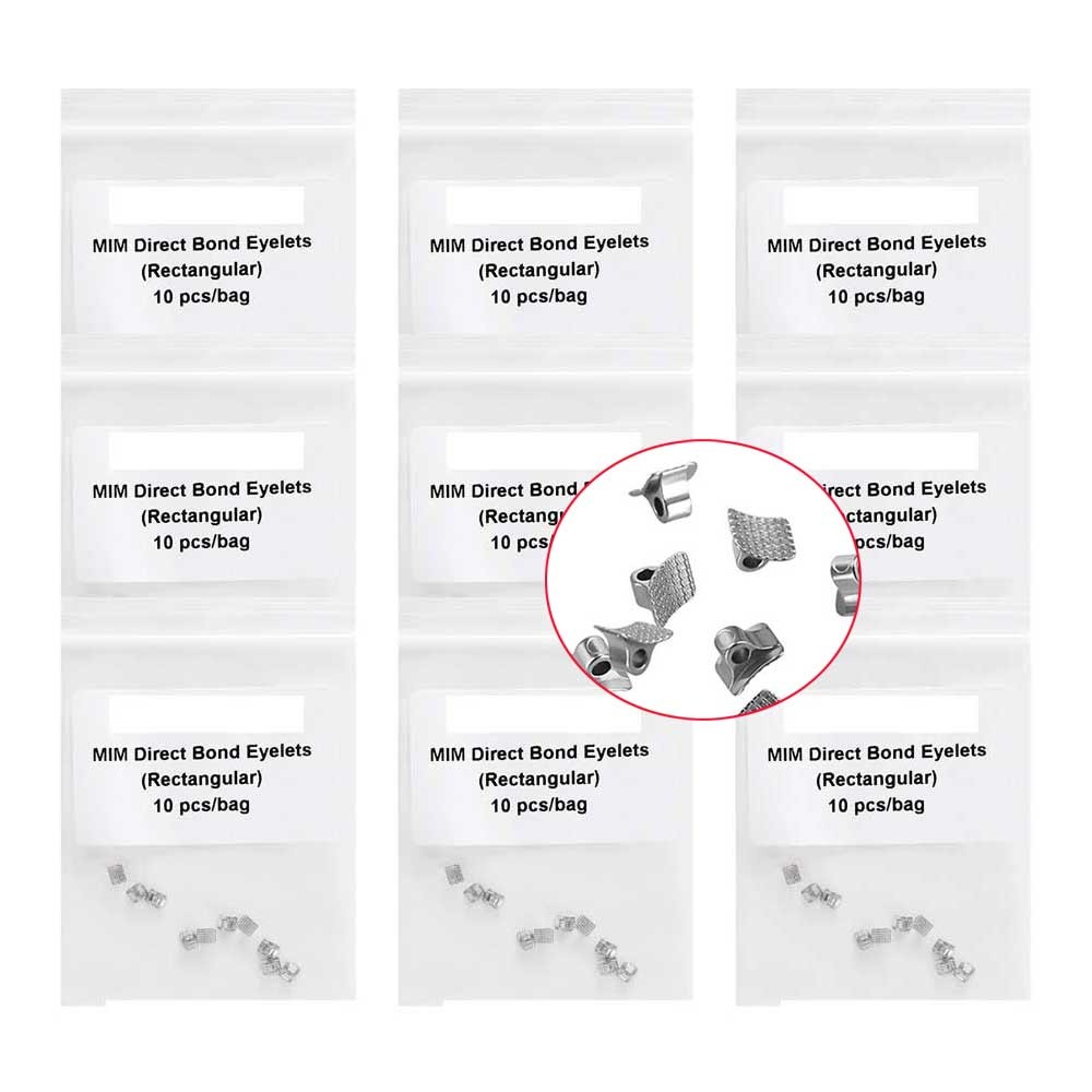 10Pcs Dental Orthodontic Lingual Buttons Metal Bondable Button Tubes Square Base