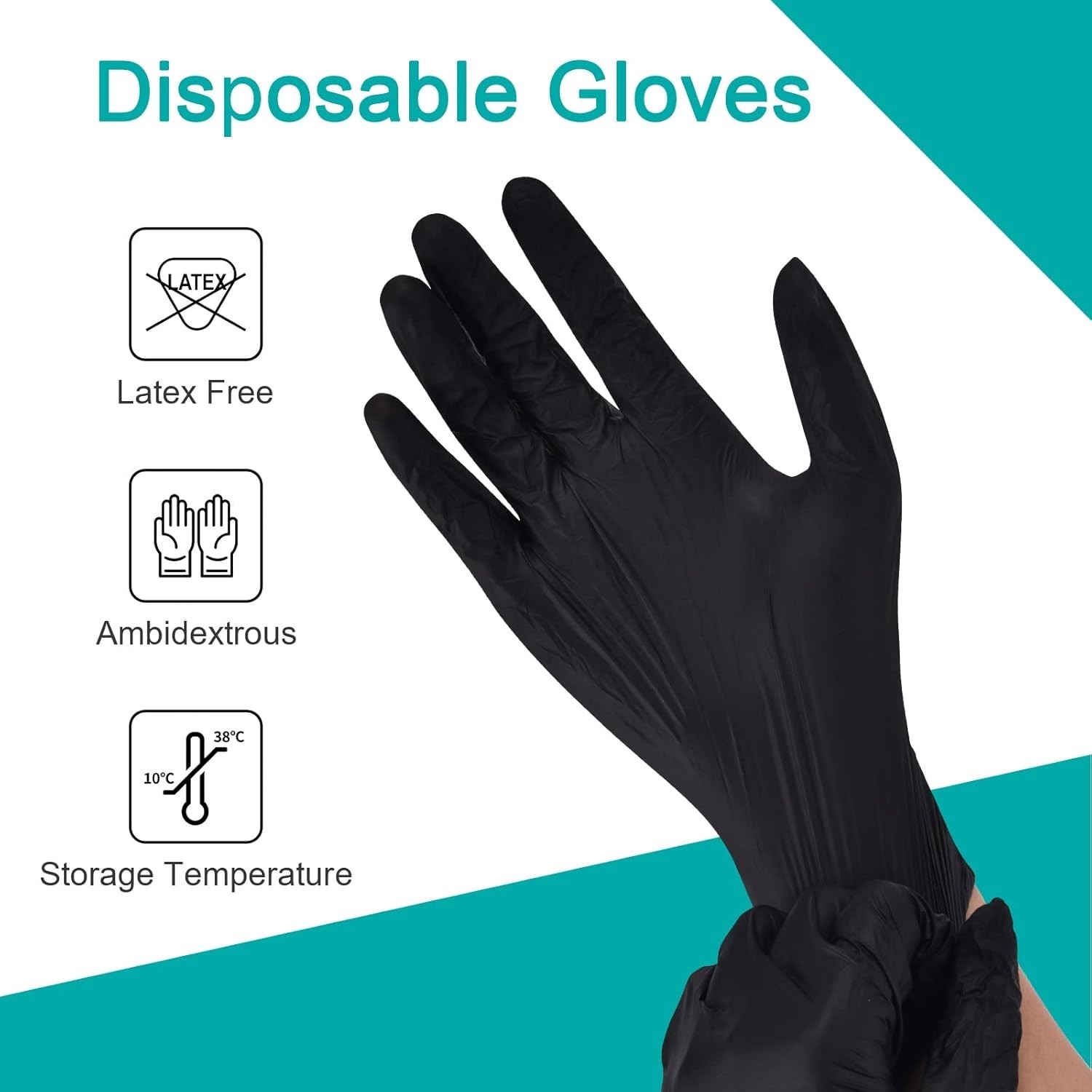 Disposable Vinyl Exam Gloves 4 Mil X-Large Black Latex-Free Food Medical