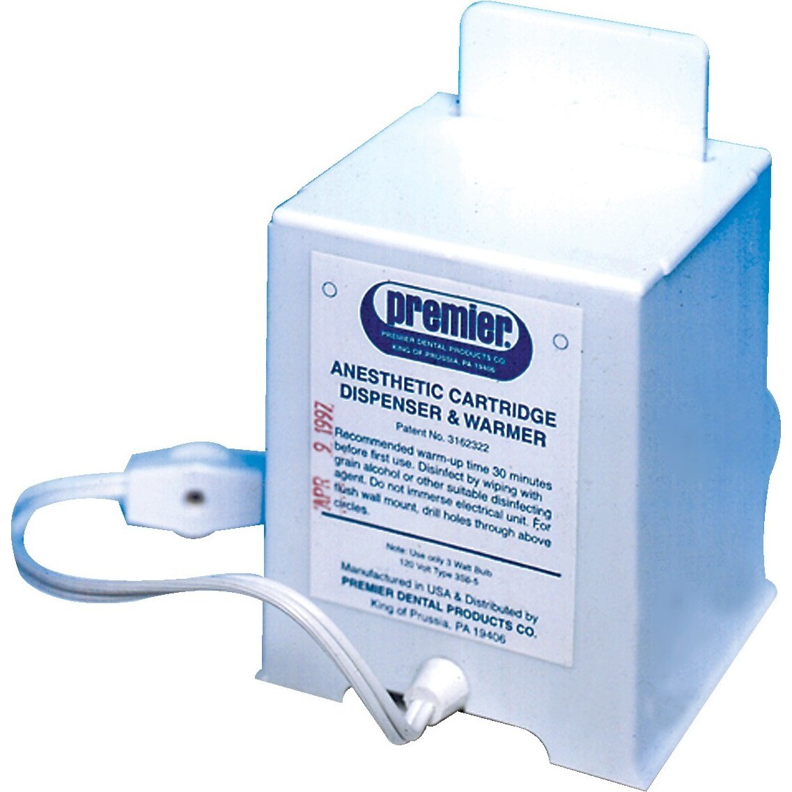 Dental Premier Anesthetic Cartridge Warmer and Dispenser #1048021 Holds 60 cart