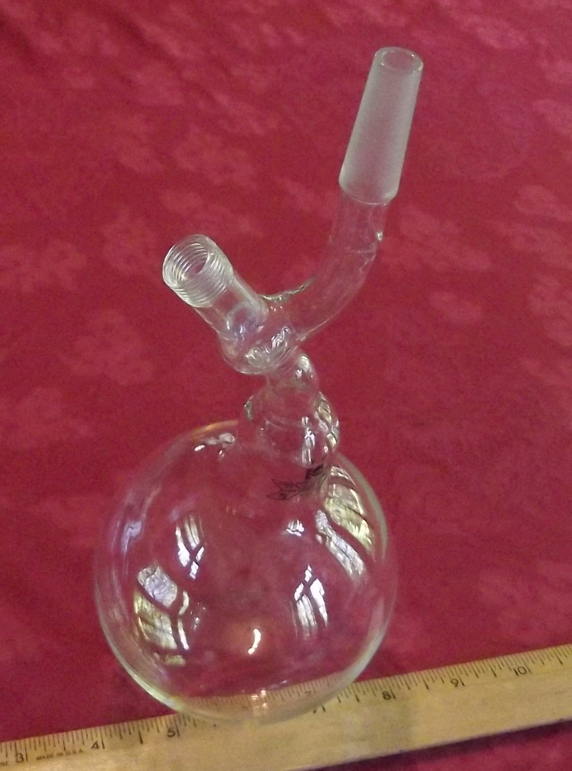 Pyrex glass round bottom boiling Flask 500 ml adapters threaded & 14/35 S/T