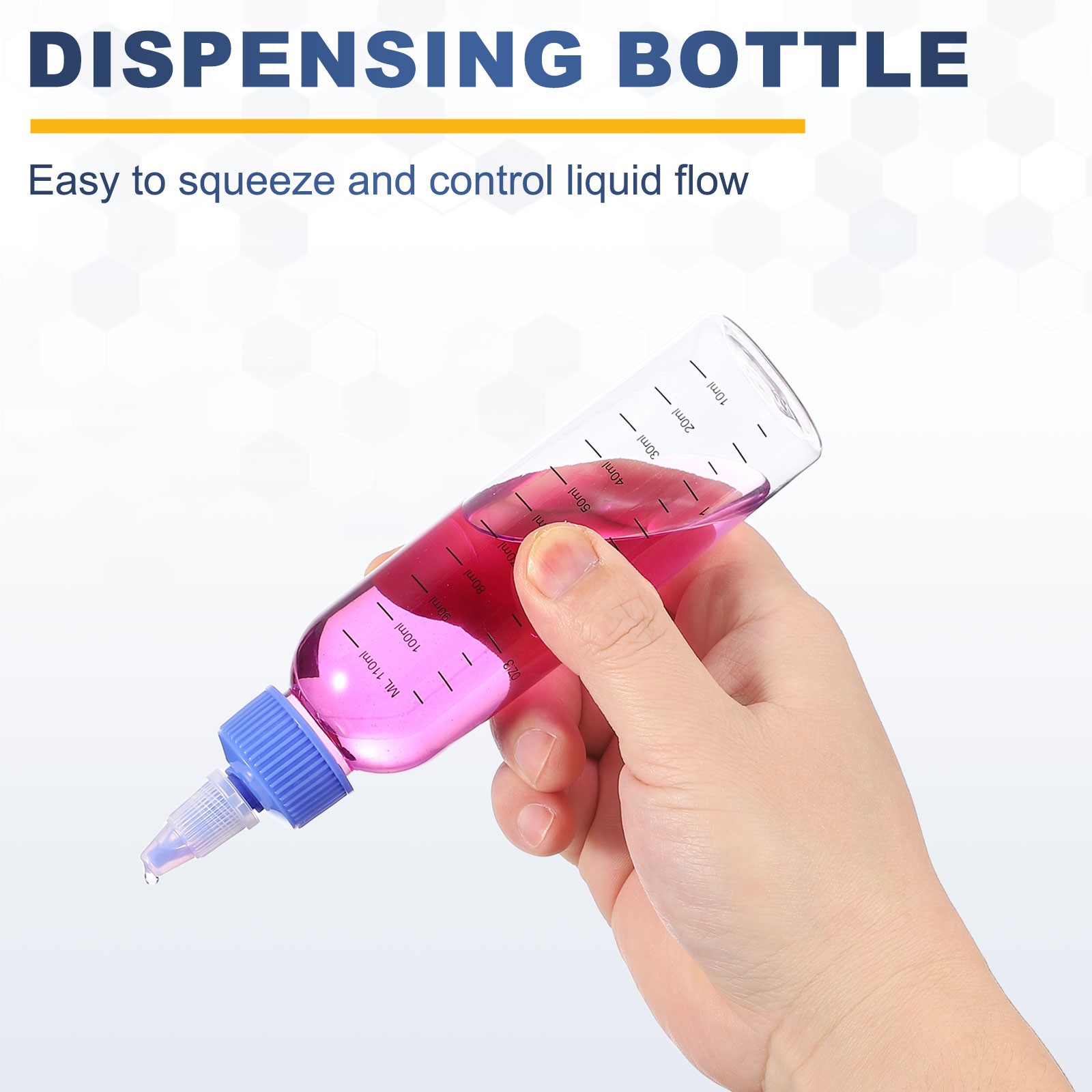 3 Pcs 50ml (2oz) Plastic Dispensing Bottle with Twist Cap, Transparent/Blue