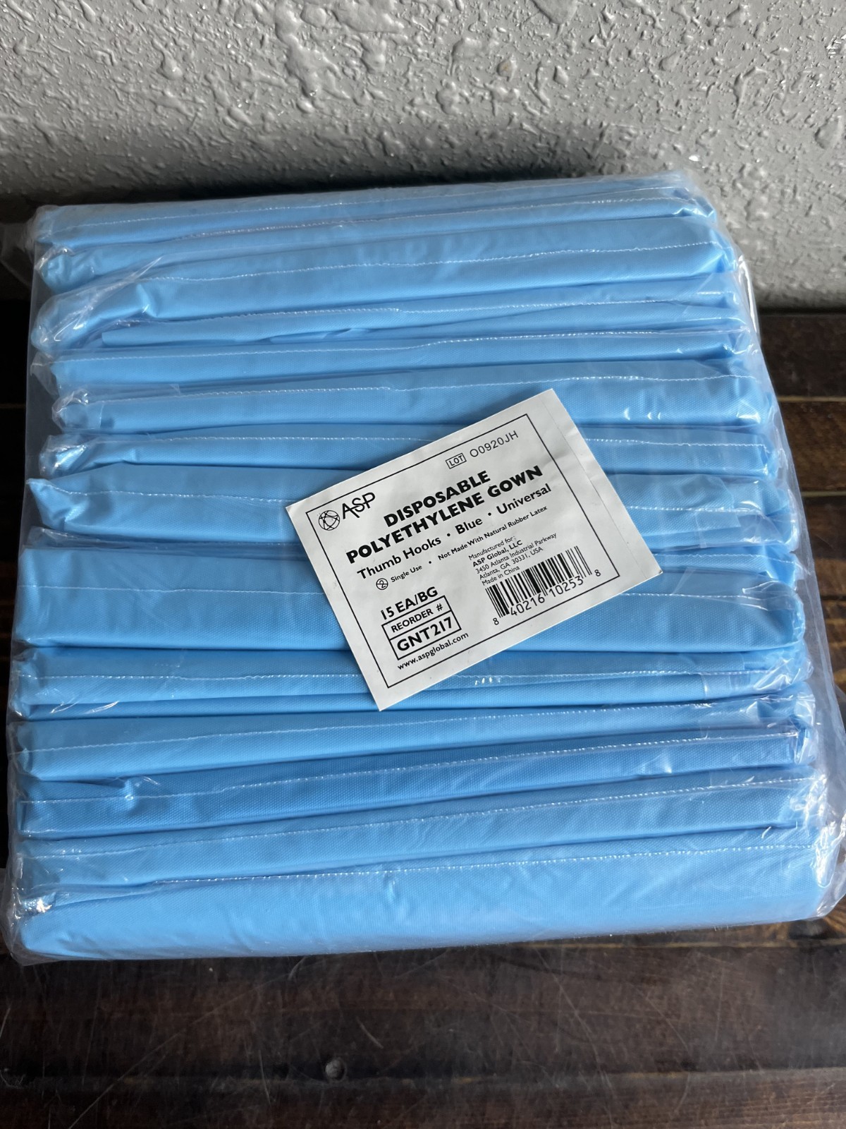 8 Pack ASP Disposable Polyethylene Gown Thumb Hooks Blue GNT217 120 total