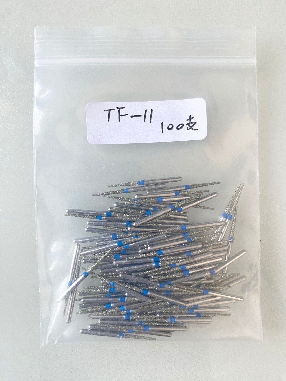 100 PCS TF-11 848-014 Taper Flat End Blue Medium Grit FG Dental Diamond Burs