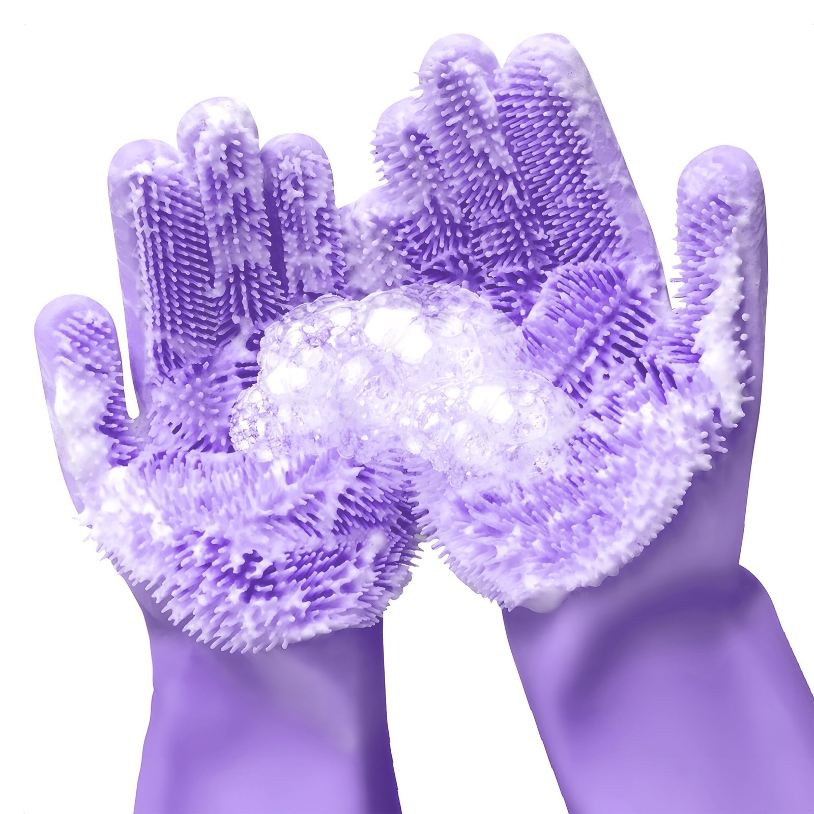 1 Pair Silicone Gloves for Washing Dishes – Tear-Resistant Silicone Dishwashi…