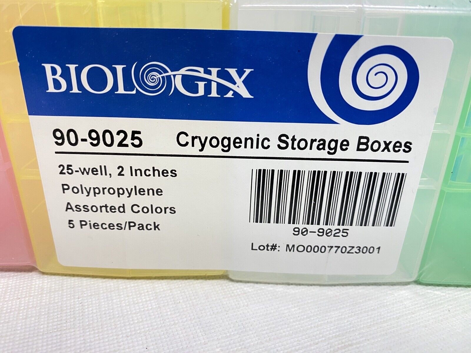 (30/Cs) BIOLOGIX Cryogenic Storage Boxes 25-Well 75x75x52mm Assorted 90-9025