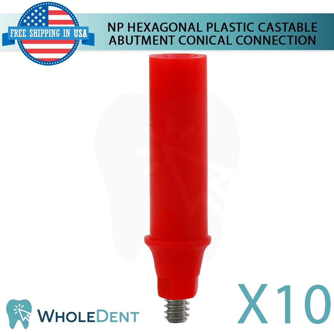 10x NP Conical Connection UCLA Castable Hexagonal Abutment Dental Prosthetic