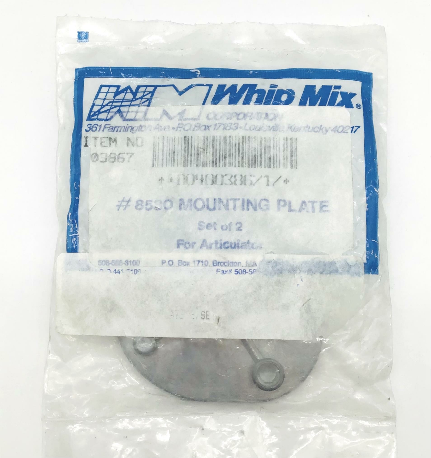 WhipMix 8580 Dental Articulator Mounting Plates – Set of 2 – NEW